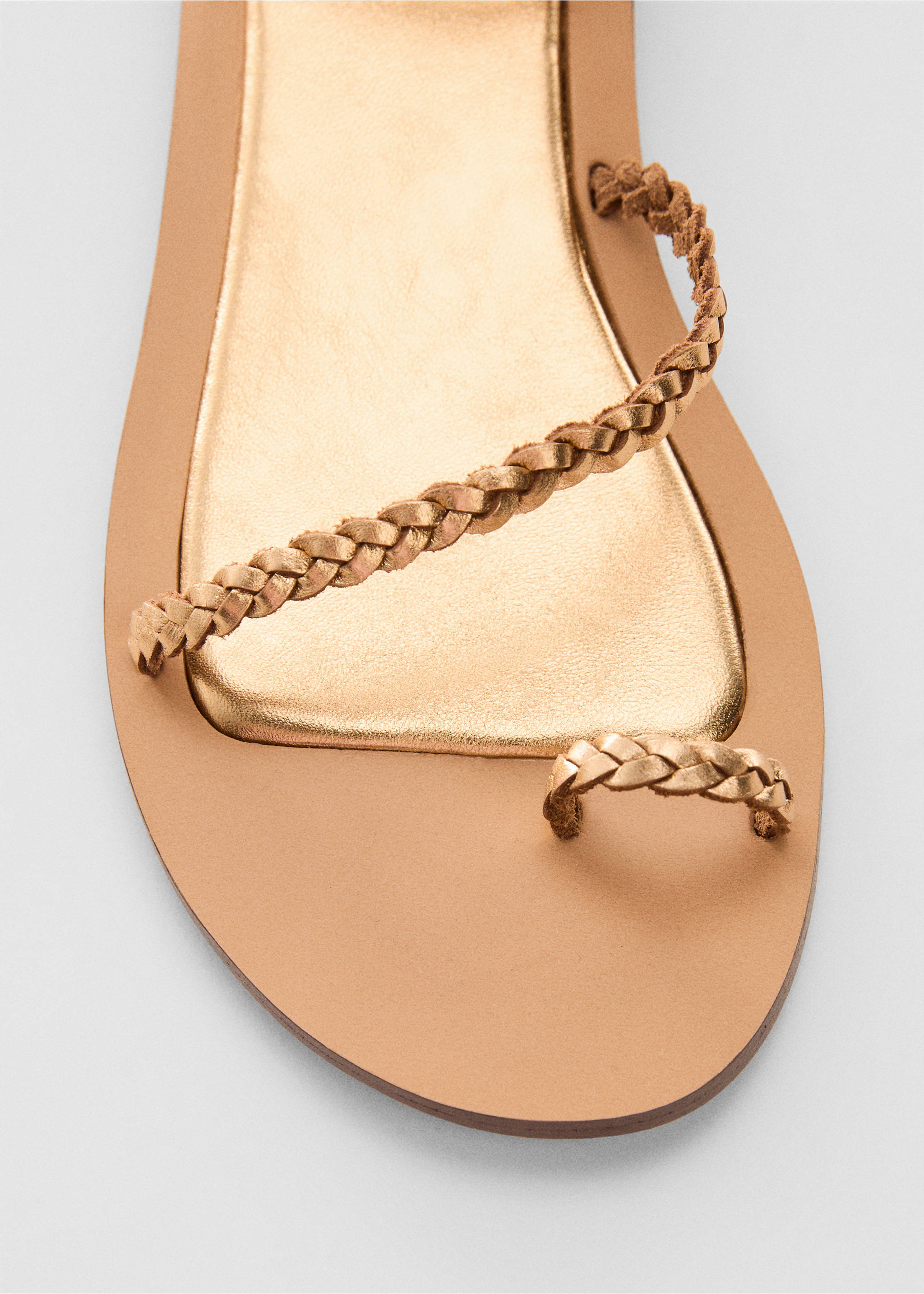 Metallic leather sandals - Details of the article 2, Gold. Ref: 67067696-00.
