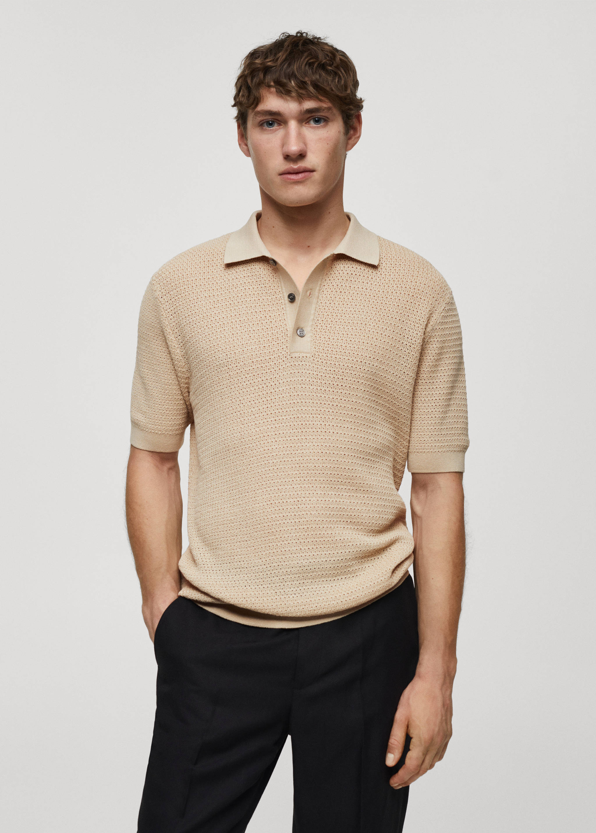 Openwork knit polo - Medium plane