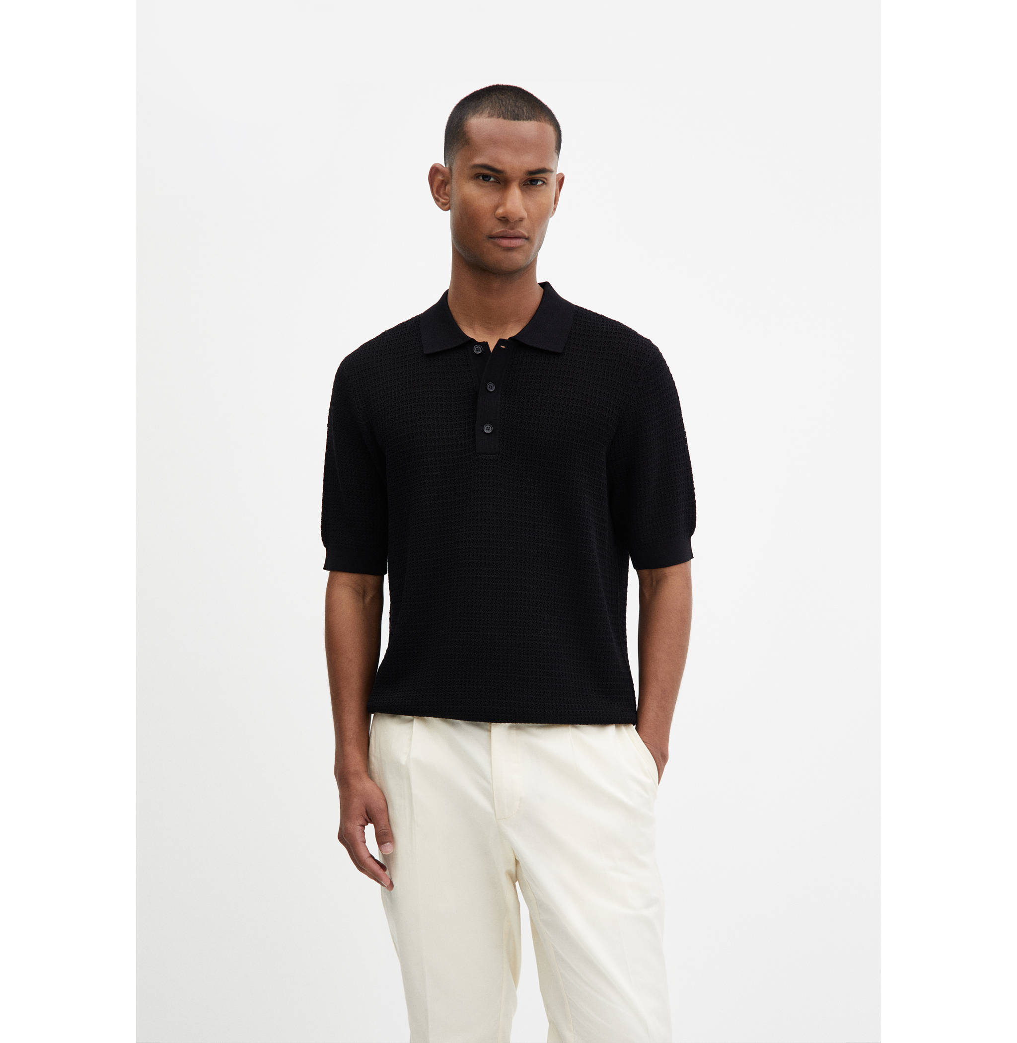 Openwork knit polo - Medium plane