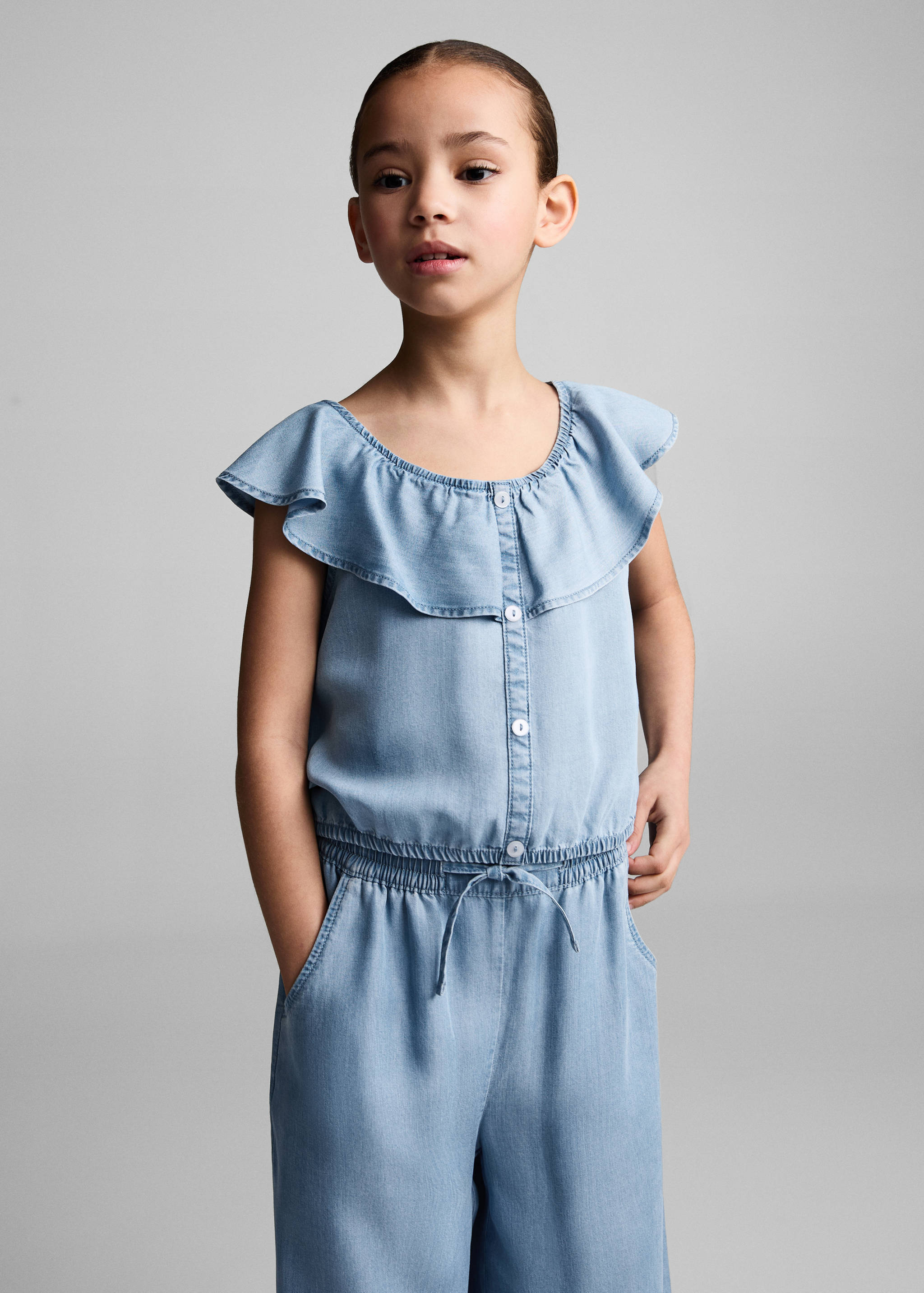 Lyocell pants with elastic waistband - Medium plane