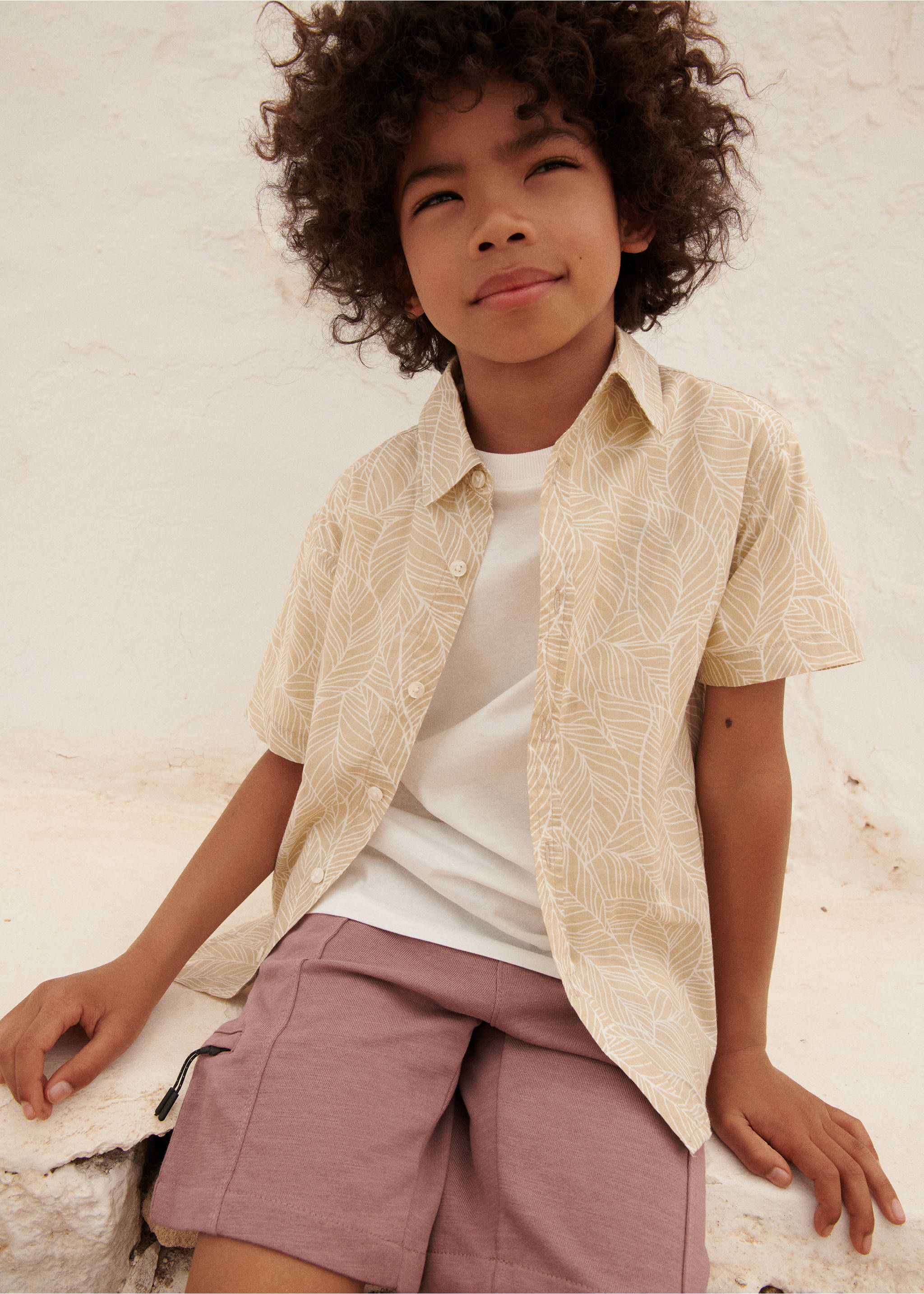 Elastic waist Bermuda shorts - Details of the article 5, Purple. Ref: 67067711-00.