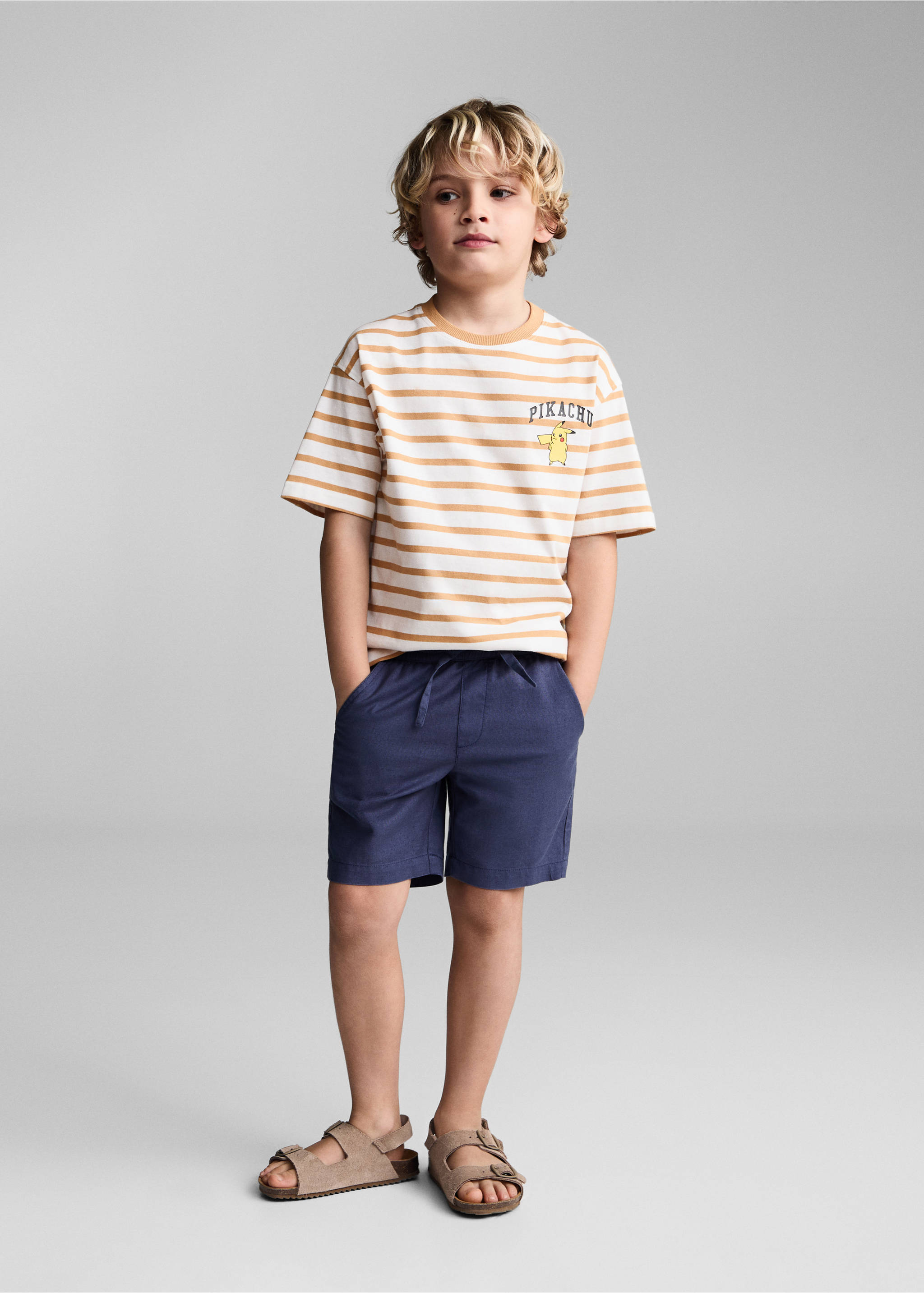 Bermudes lli cintura elàstica - Pla general, Blau. Ref: 67067916-00.