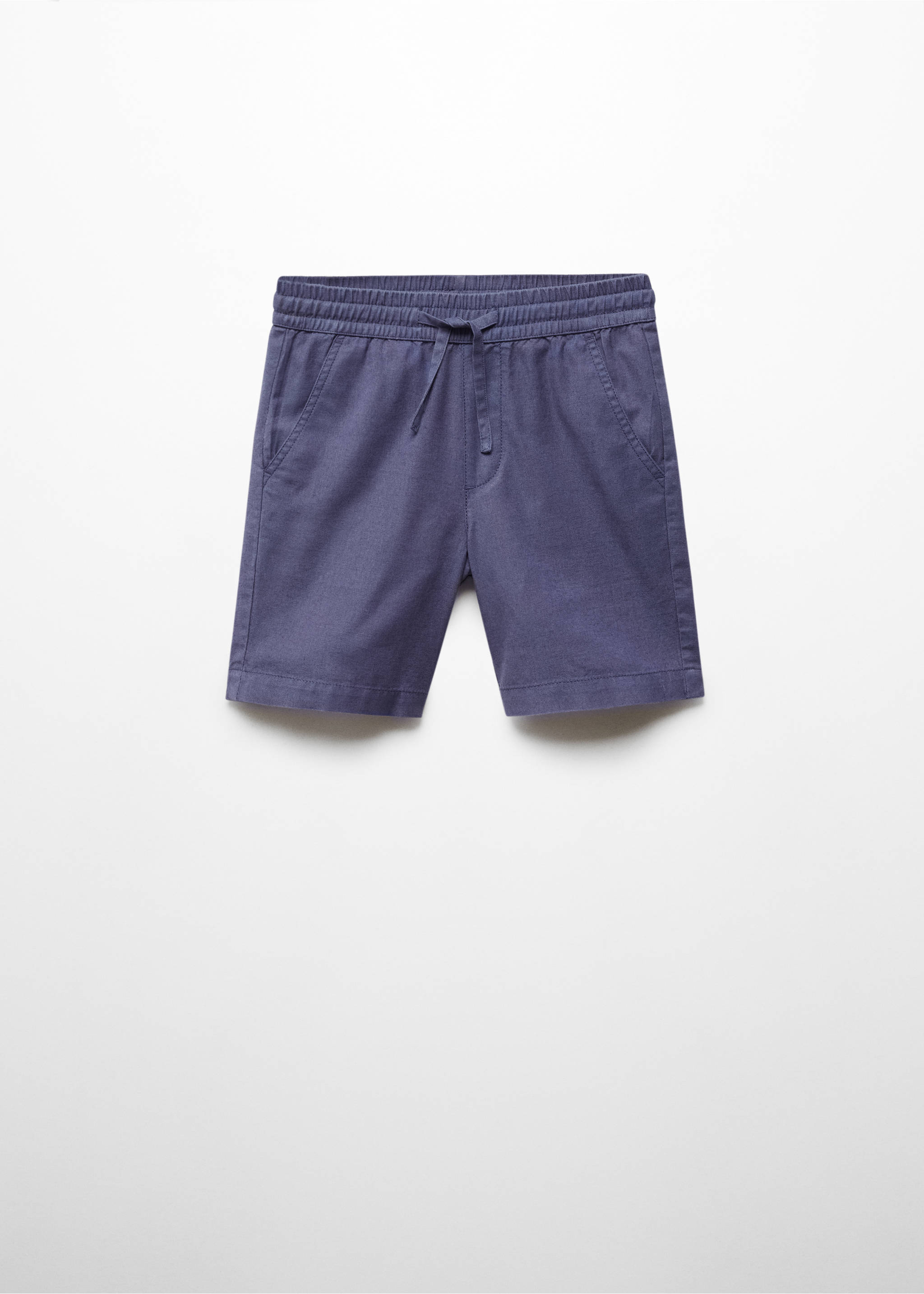 Elastic waist linen Bermuda shorts - Article without model, Blue. Ref: 67067916-00.