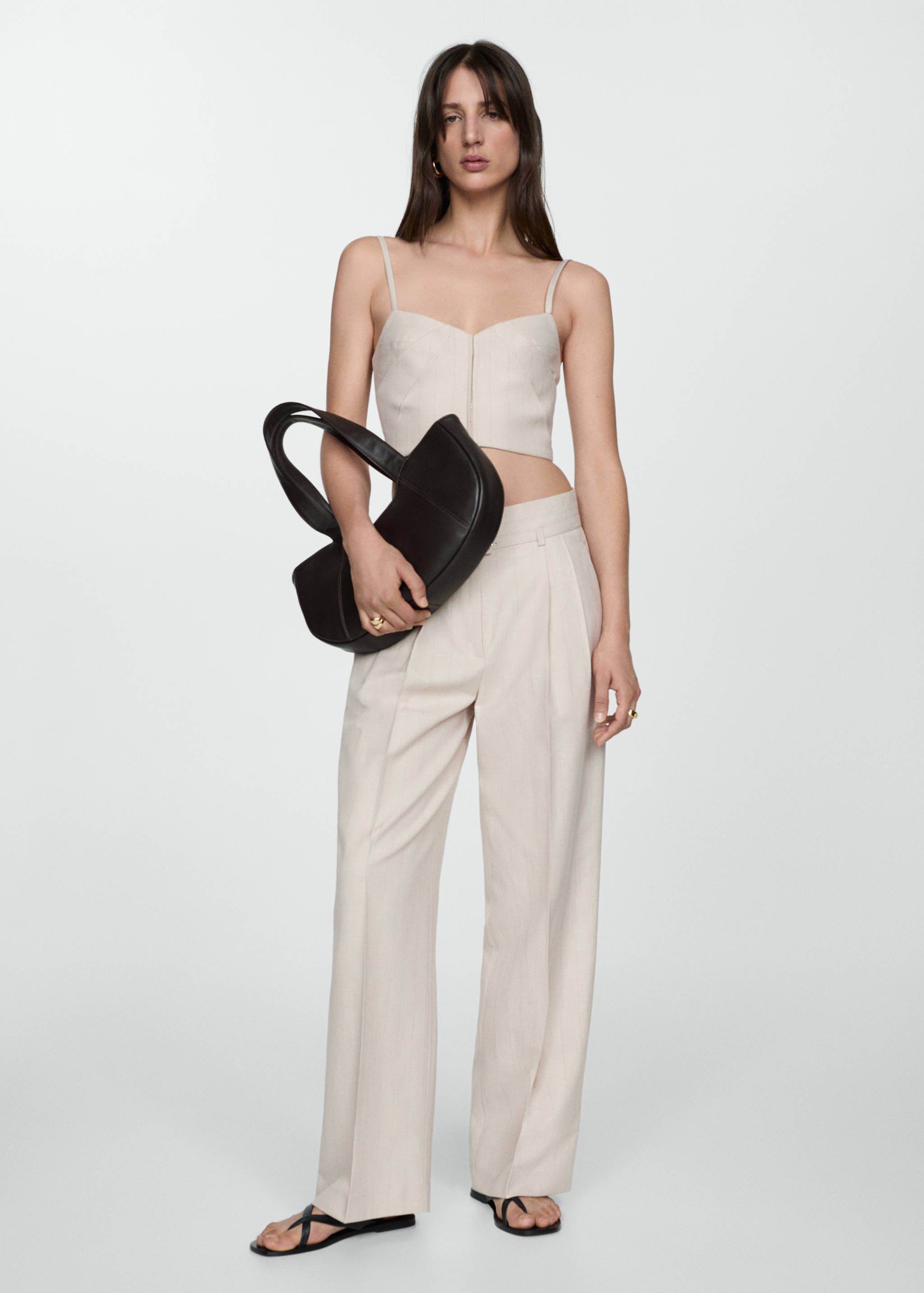 Strapless top with pleat detail - General plane