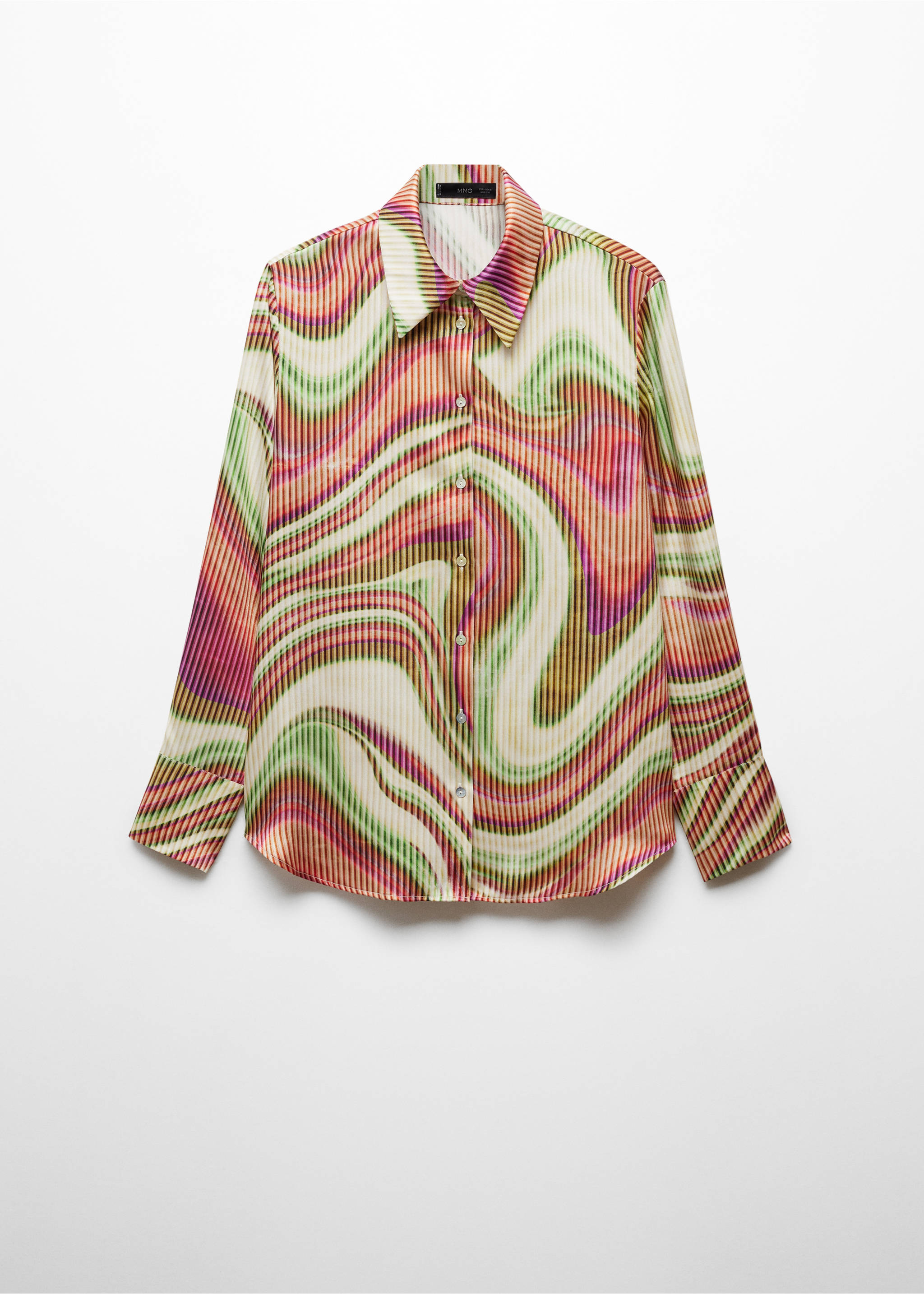 Satin print shirt - Article without model, Ecru. Ref: 67067927-00.