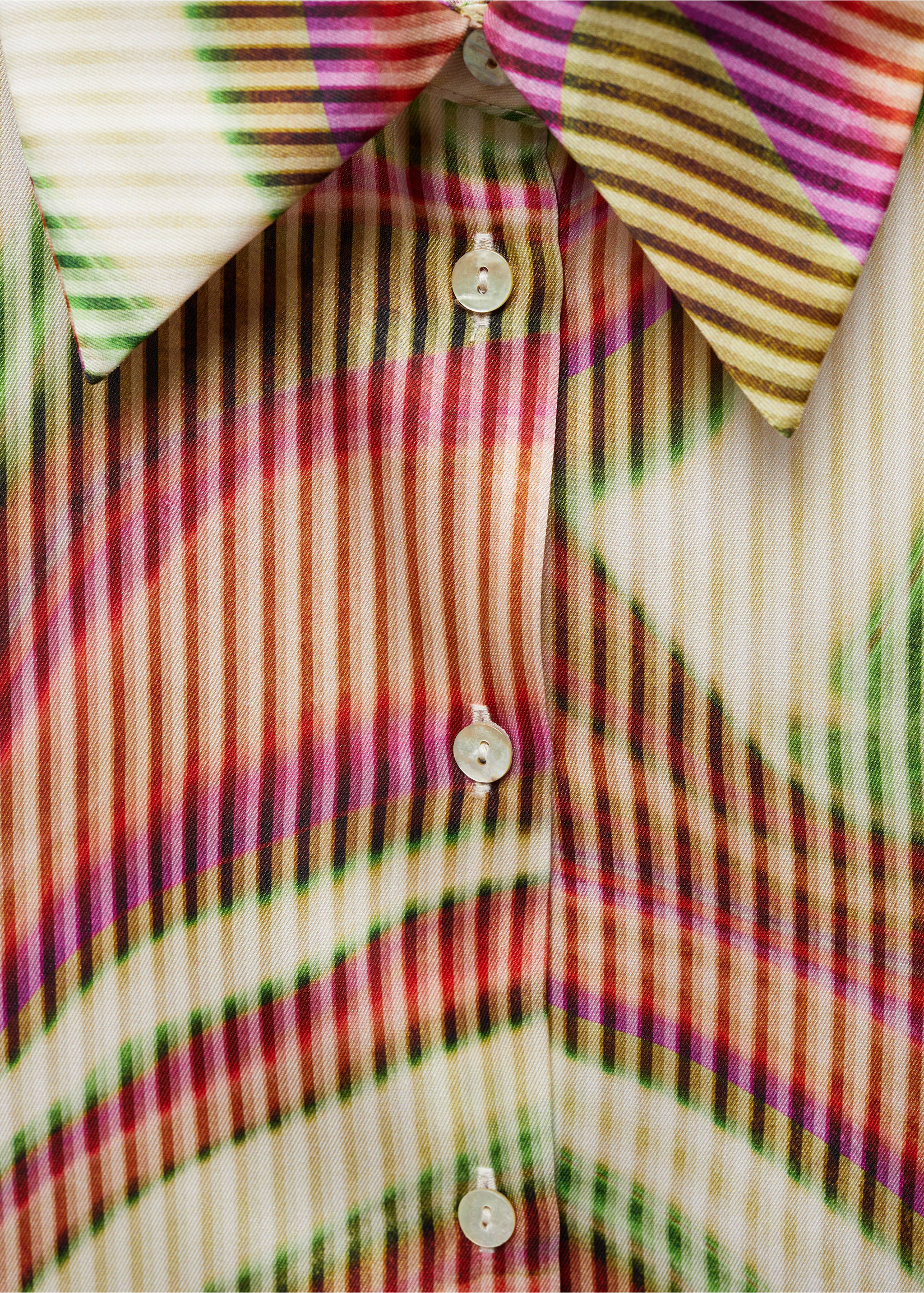 Satin print shirt - Details of the article 8, Ecru. Ref: 67067927-00.