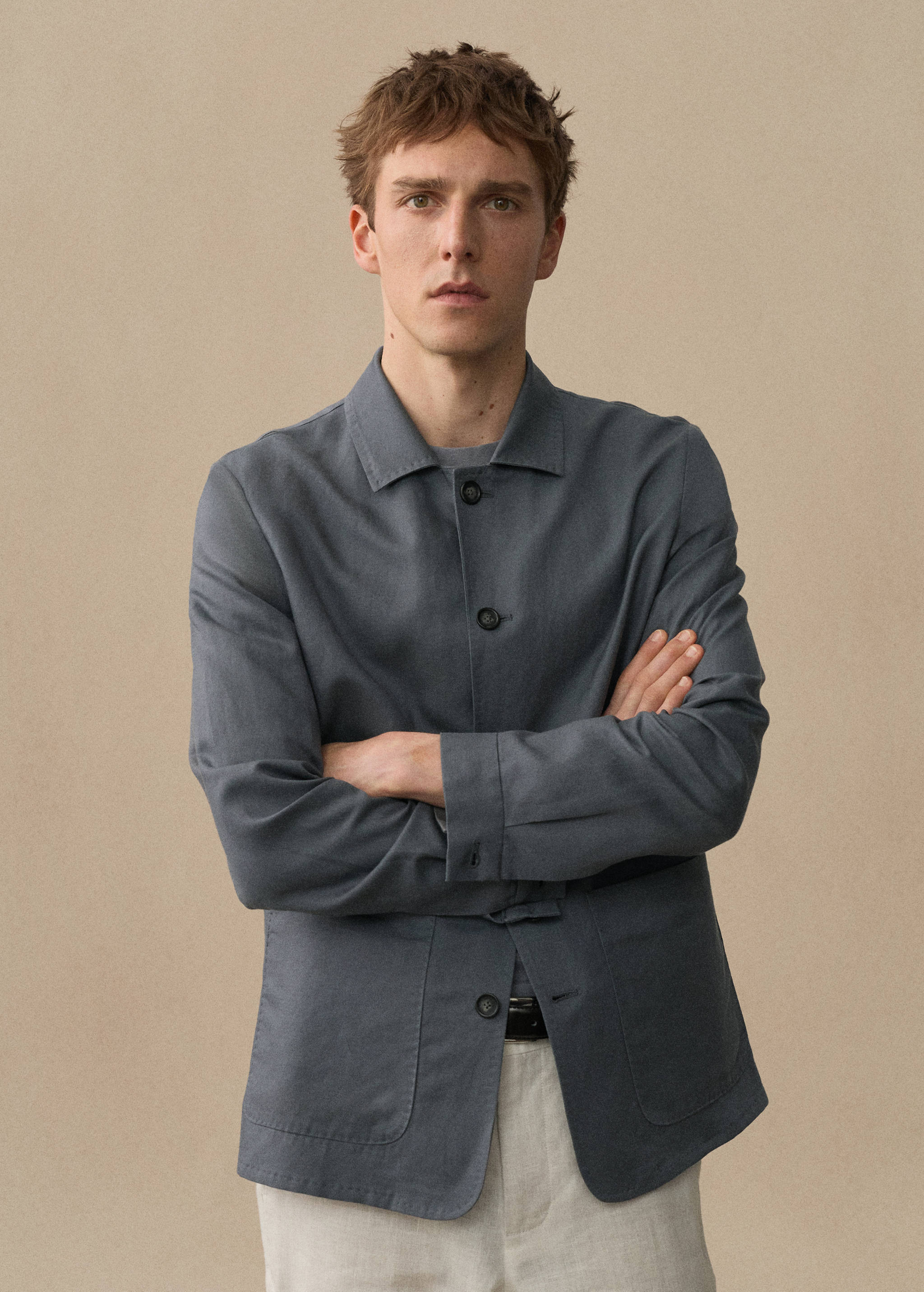 Lyocell linen overshirt with pockets - Details of the article 5