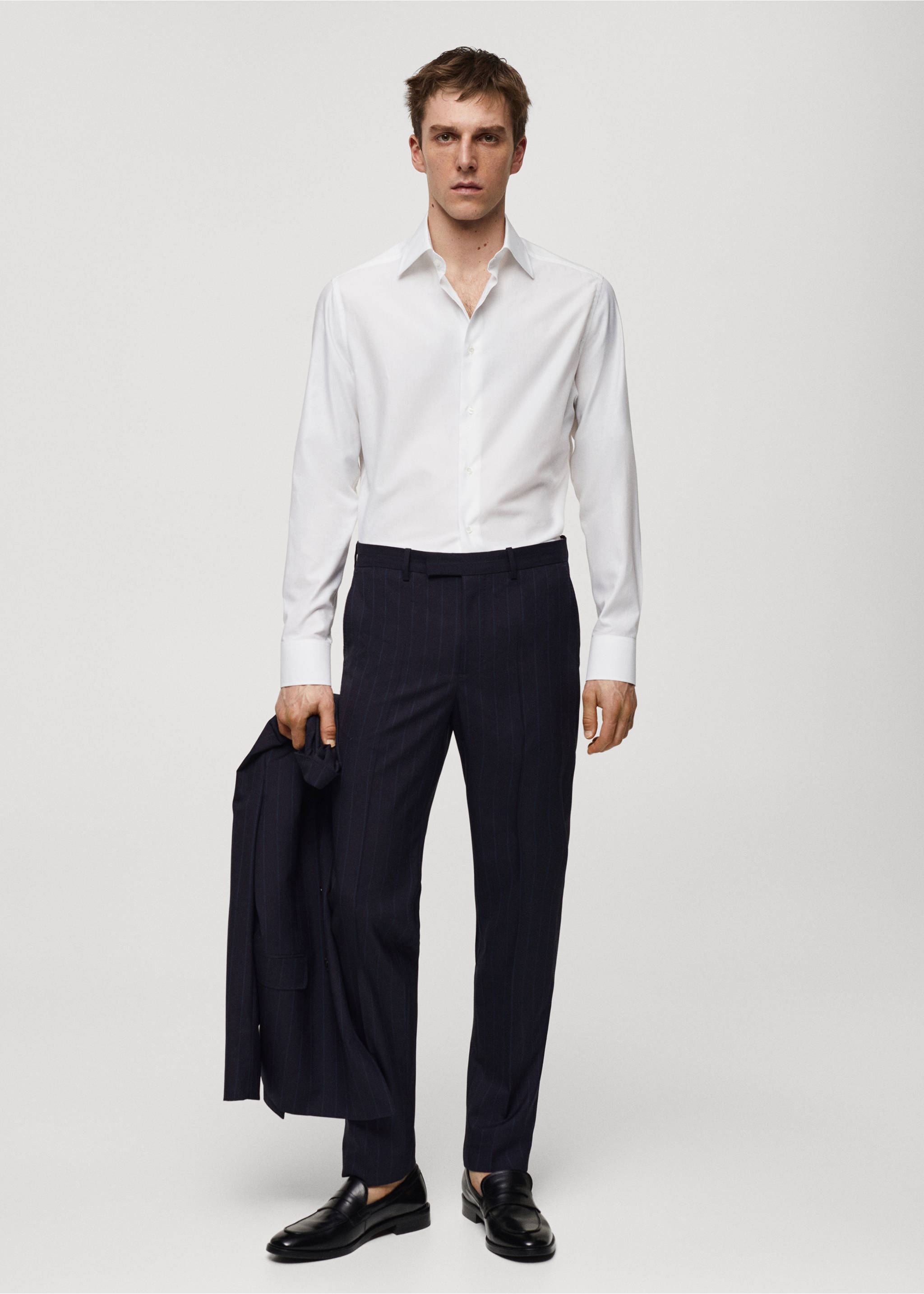 Slim-Fit-Twillhemd aus 100 % Baumwolle - Allgemeine Ansicht, Weiß. Ref: 67068268-00.