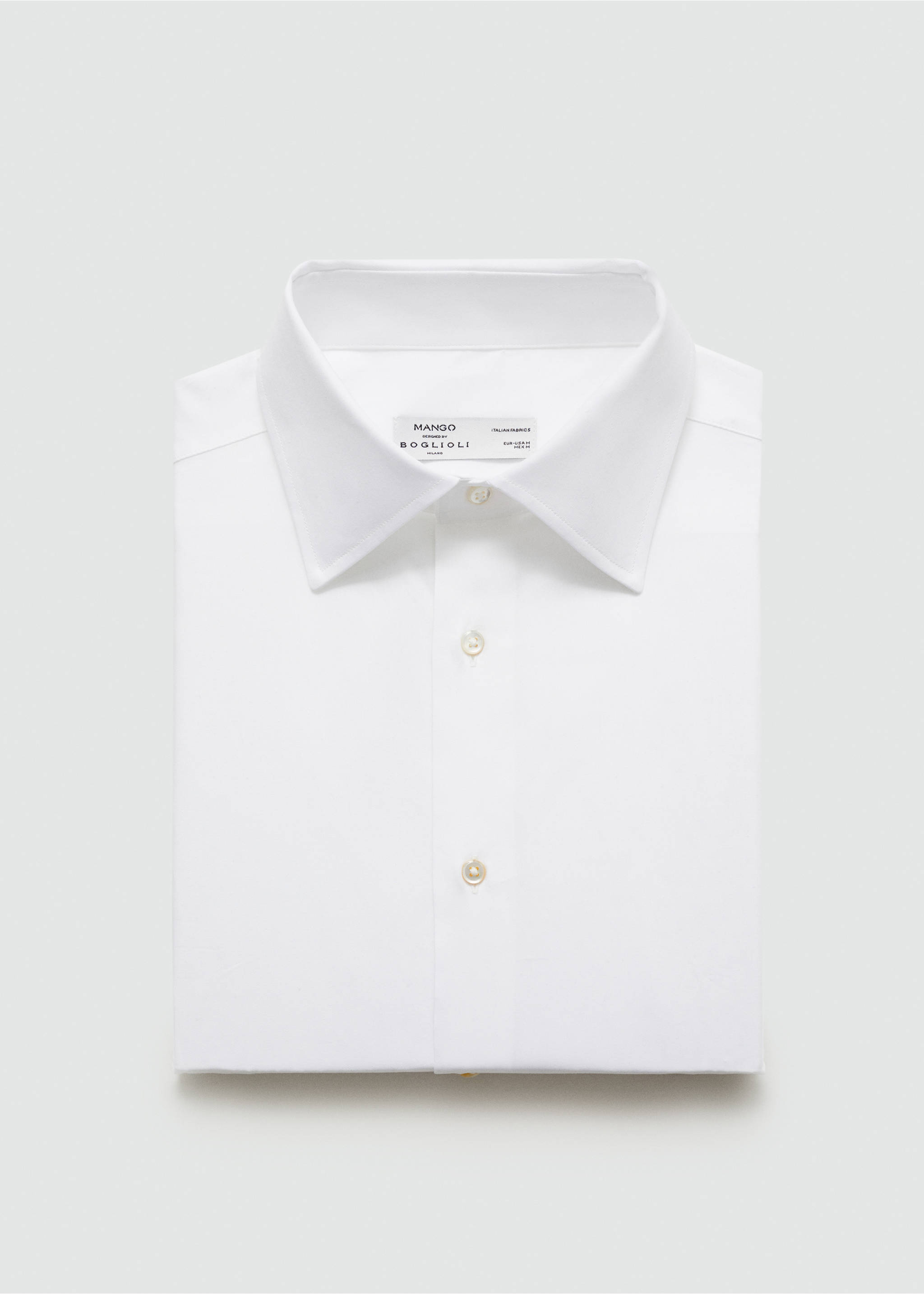 100% cotton slim-fit twill shirt - Details of the article 0, White. Ref: 67068268-00.