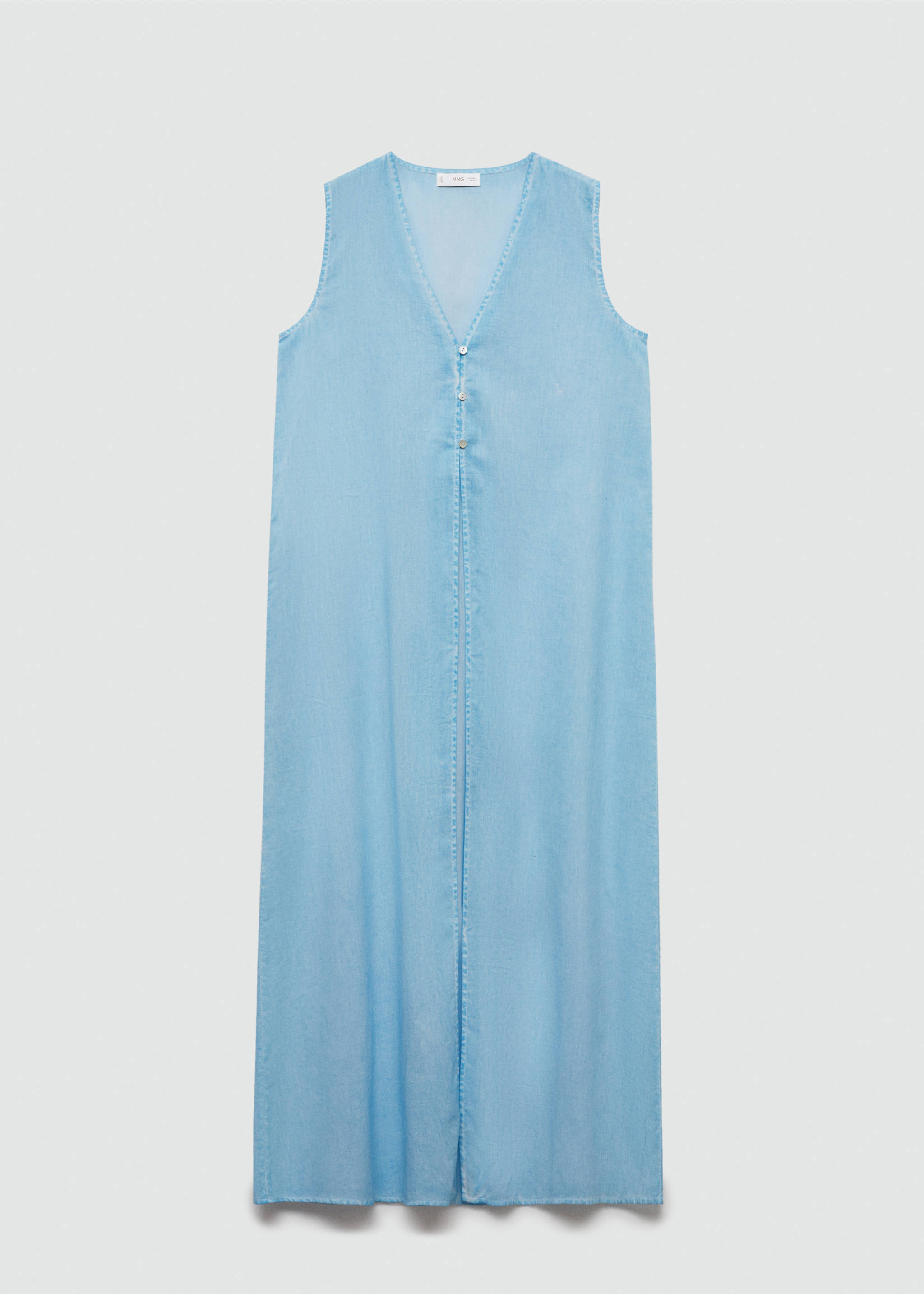 Lang vest i bomull - Artikkel uten modell, Himmelblå. Ref: 67068273-00.