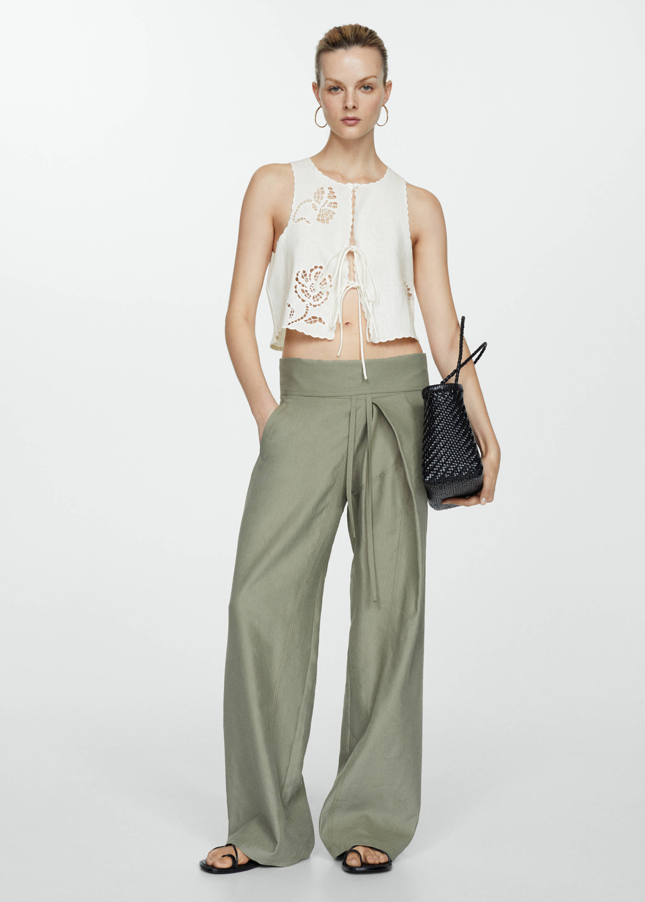 Openwork detail linen top - General plane
