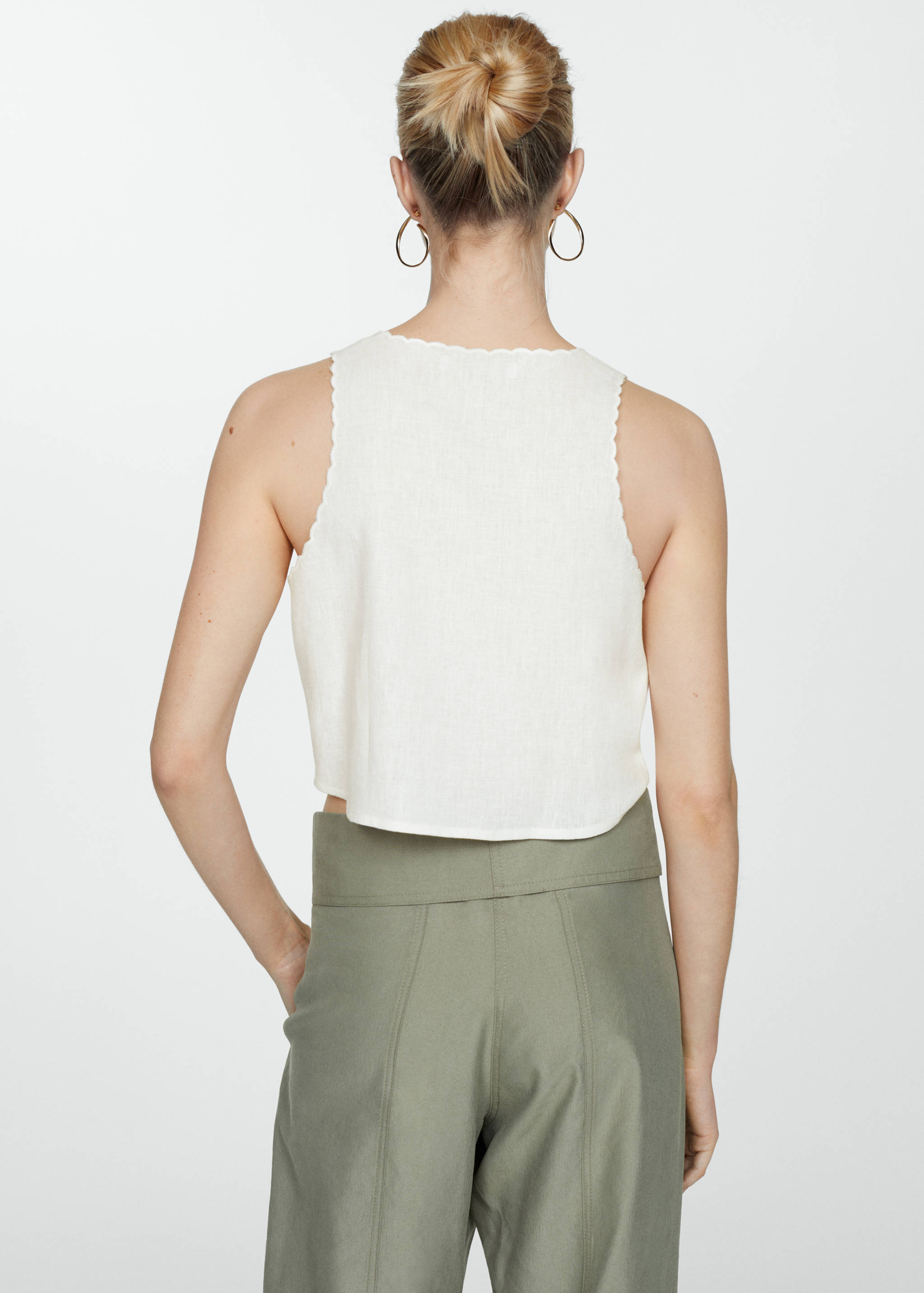 Openwork detail linen top - Reverse of the article