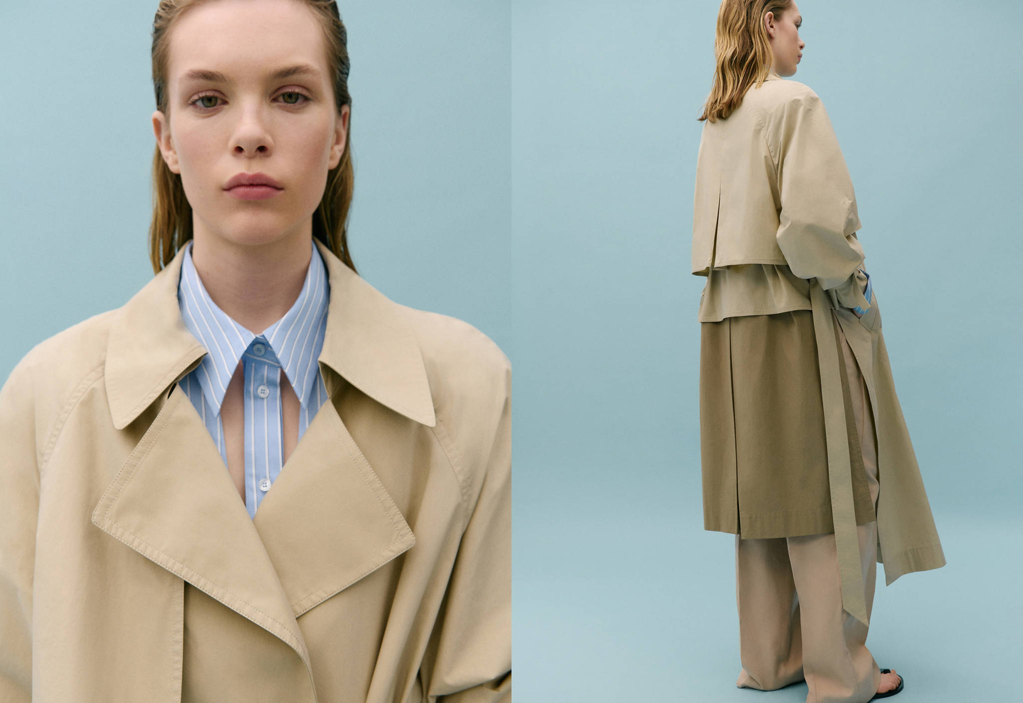 100% cotton long trench coat - Panoramic plane