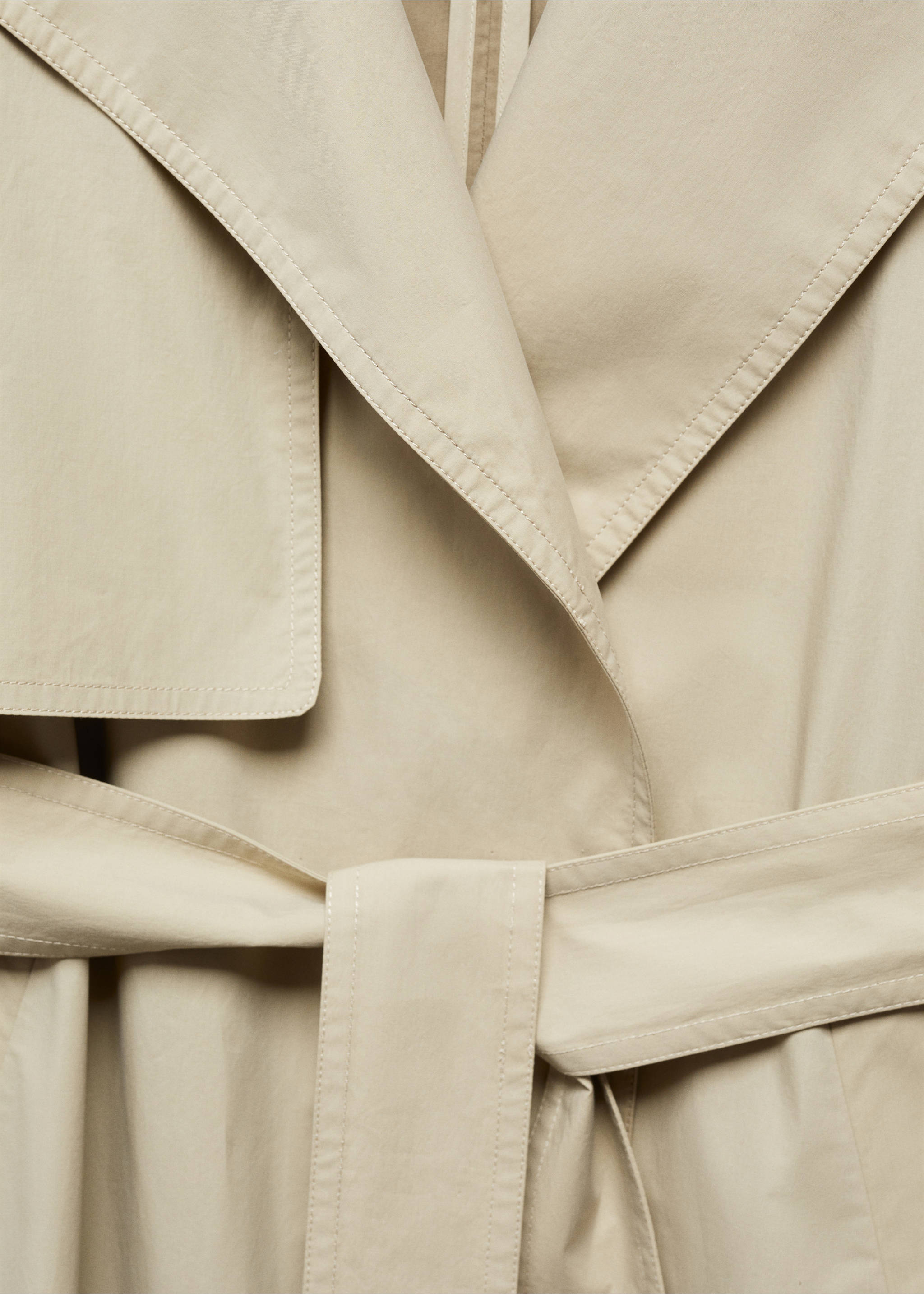 100% cotton long trench coat - Details of the article 8, Beige. Ref: 67068657-00.