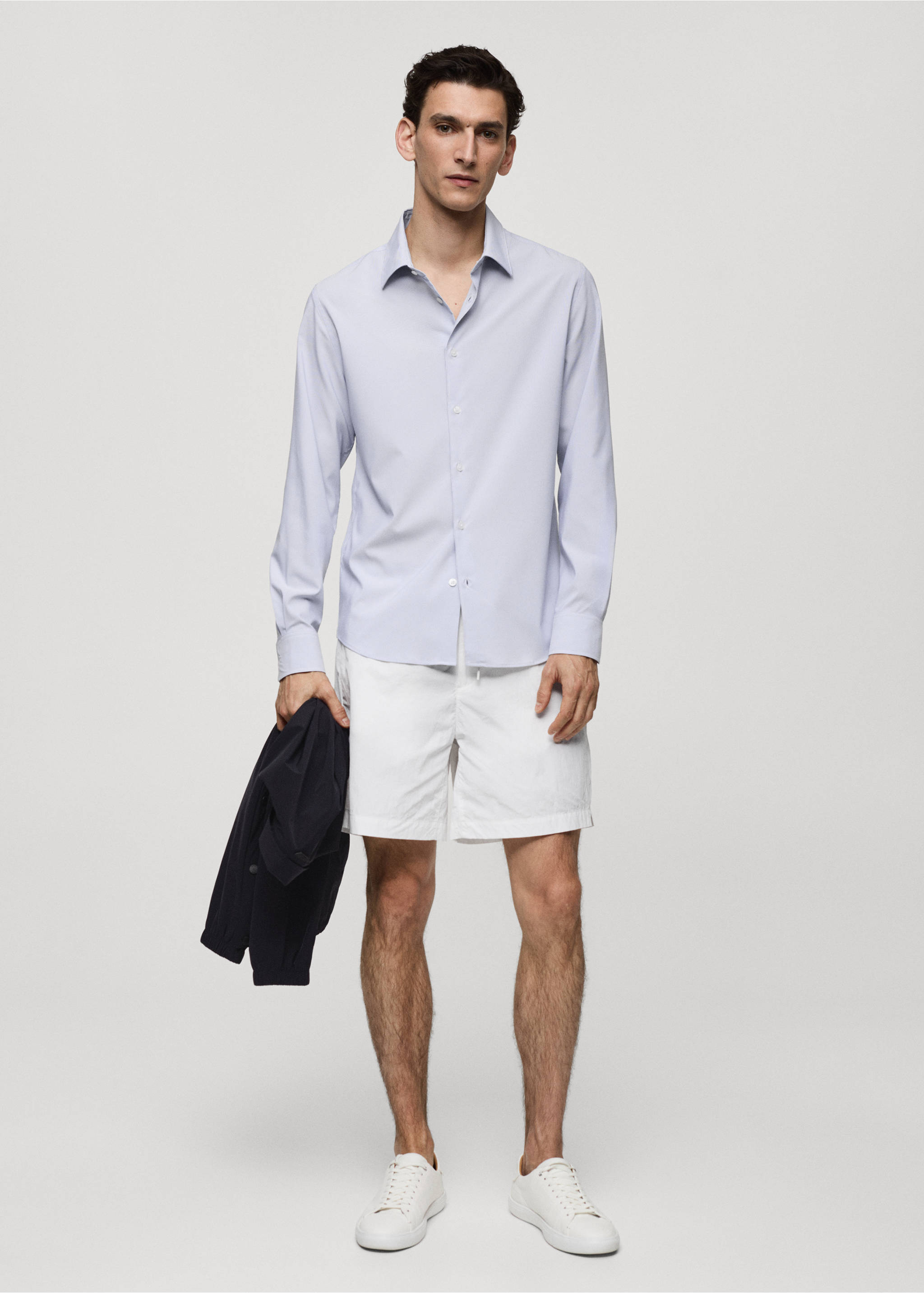 Chemise slim-fit rayures tissu stretch - Plan général, Blanc. Ref: 67069223-00.