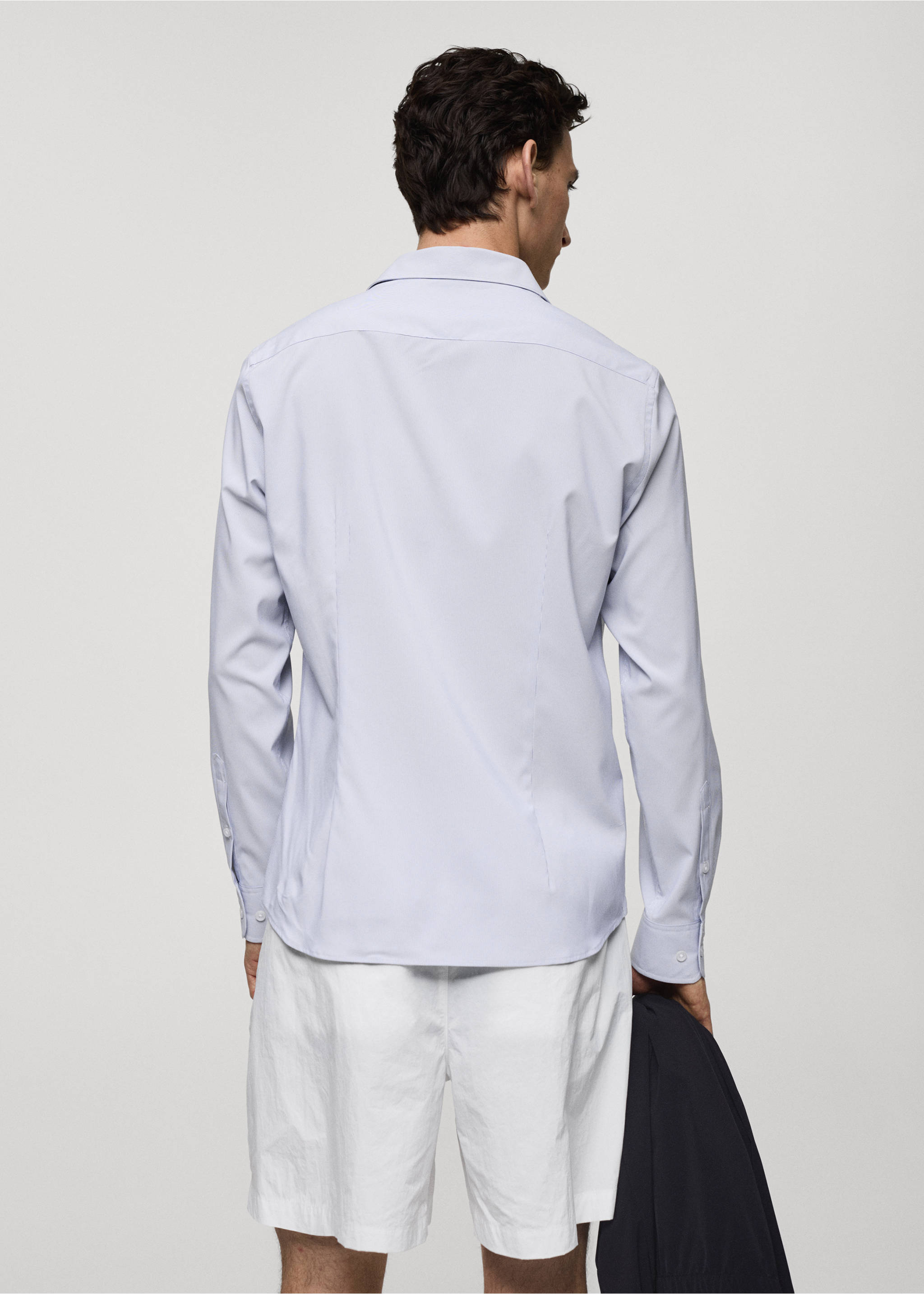 Chemise slim-fit rayures tissu stretch - Verso de l’article, Blanc. Ref: 67069223-00.