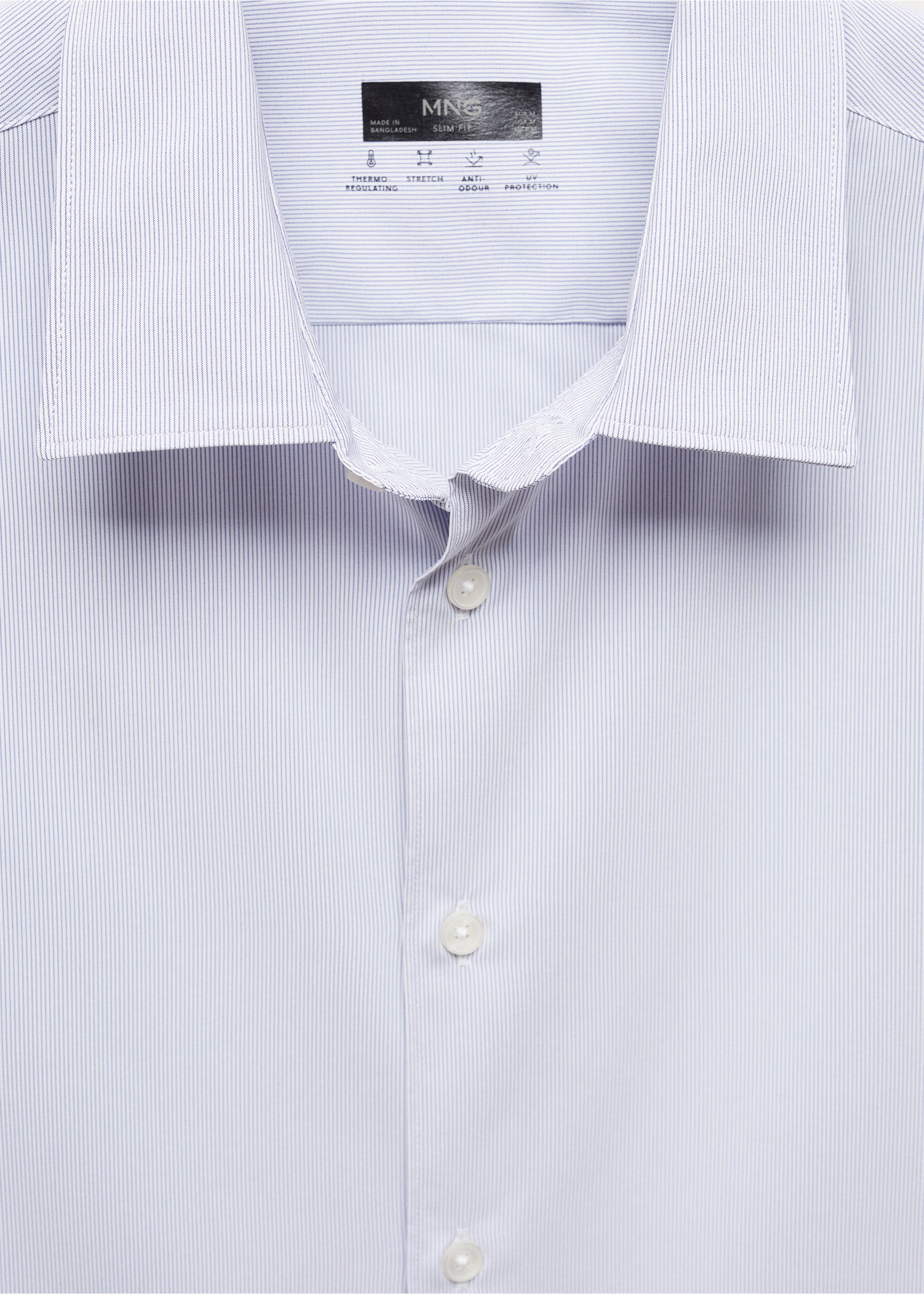 Chemise slim-fit rayures tissu stretch - Détail de l'article 8, Blanc. Ref: 67069223-00.