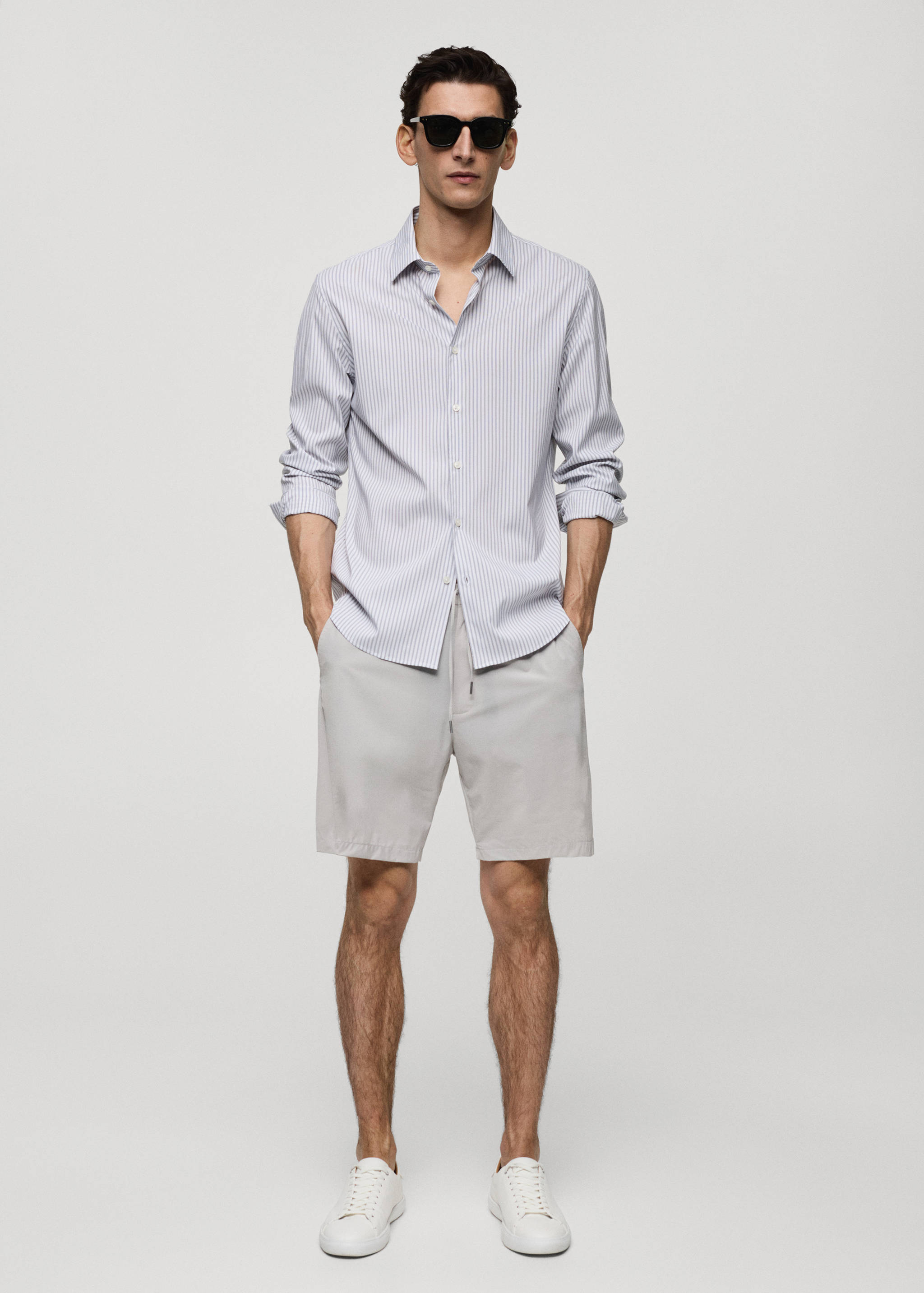 Chemise slim-fit rayures tissu stretch - Plan général