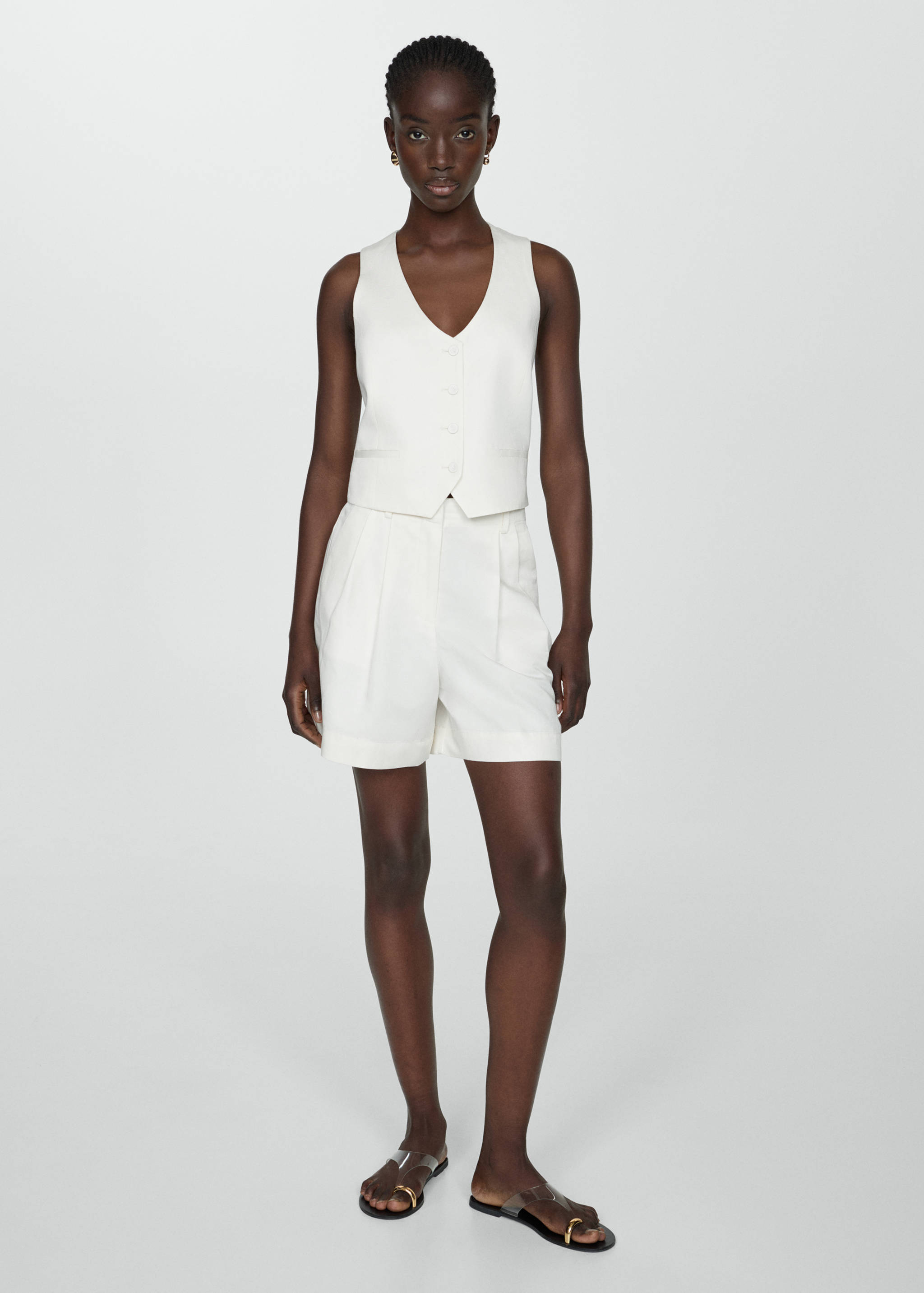 Linen waistcoat with buttons - General plane