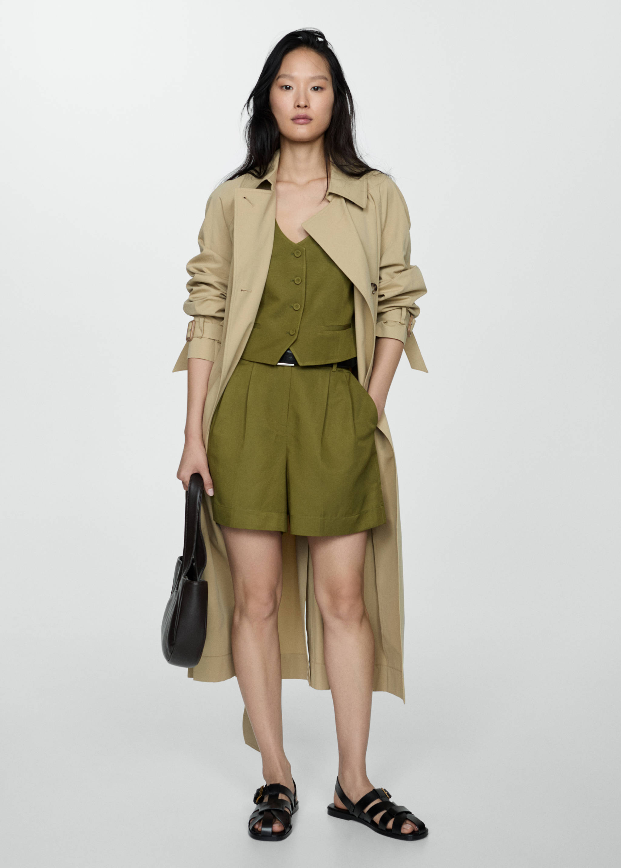 Linen waistcoat with buttons - General plane