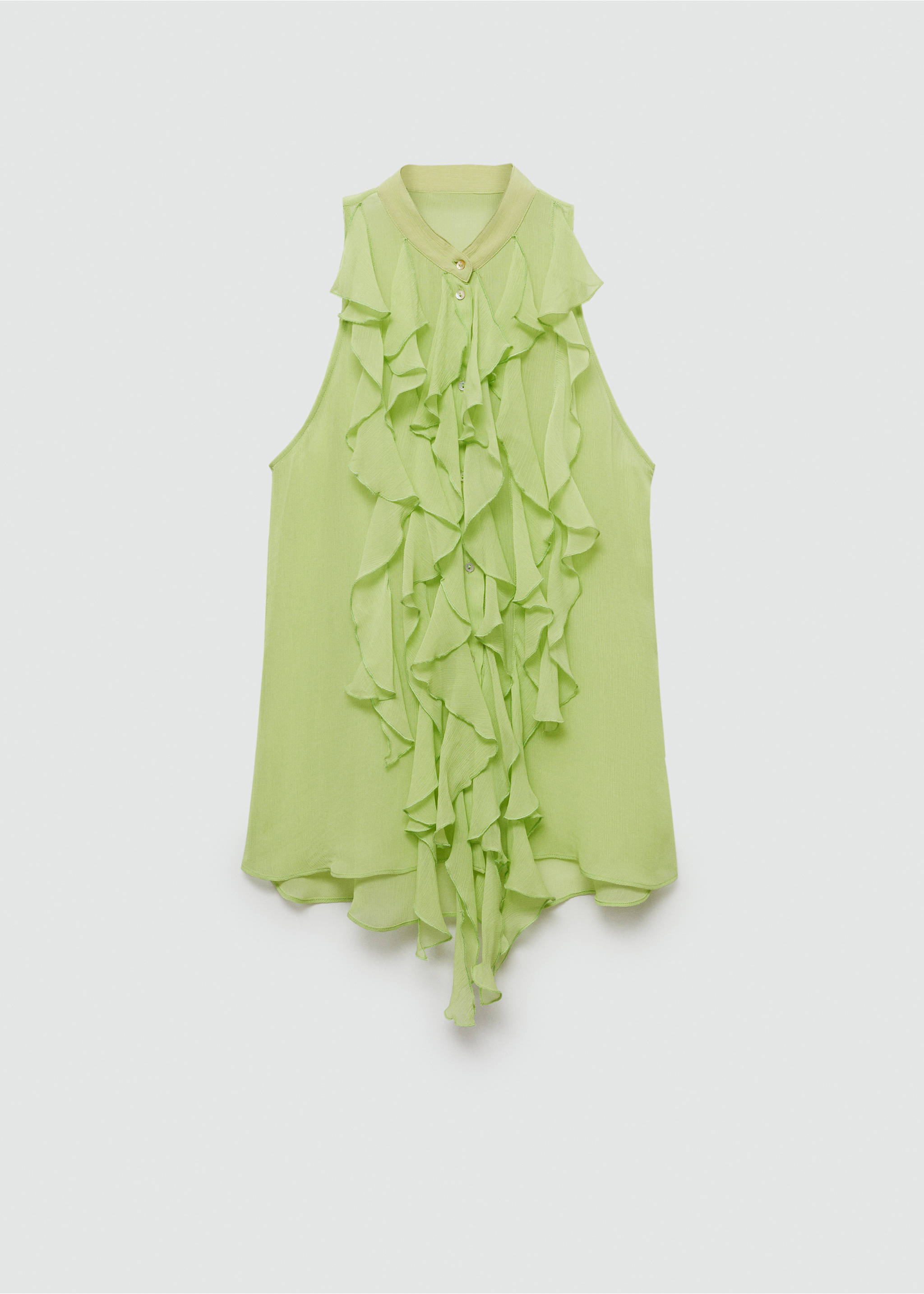 Blouse semi-transparente volants - Article sans modèle, Vert. Ref: 67069233-00.