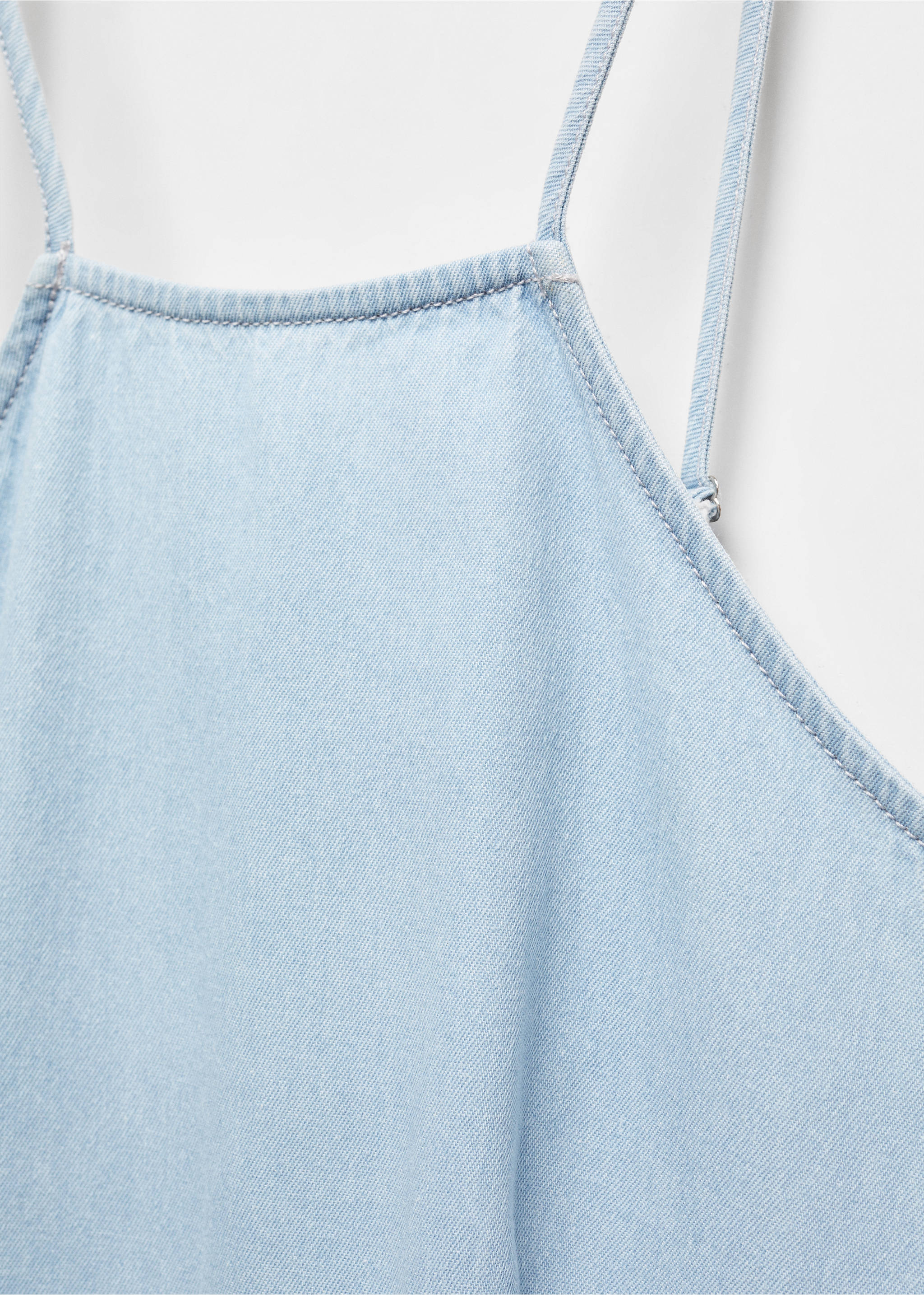 Strappy denim dress - Details of the article 8, Light Blue. Ref: 67070422-00.
