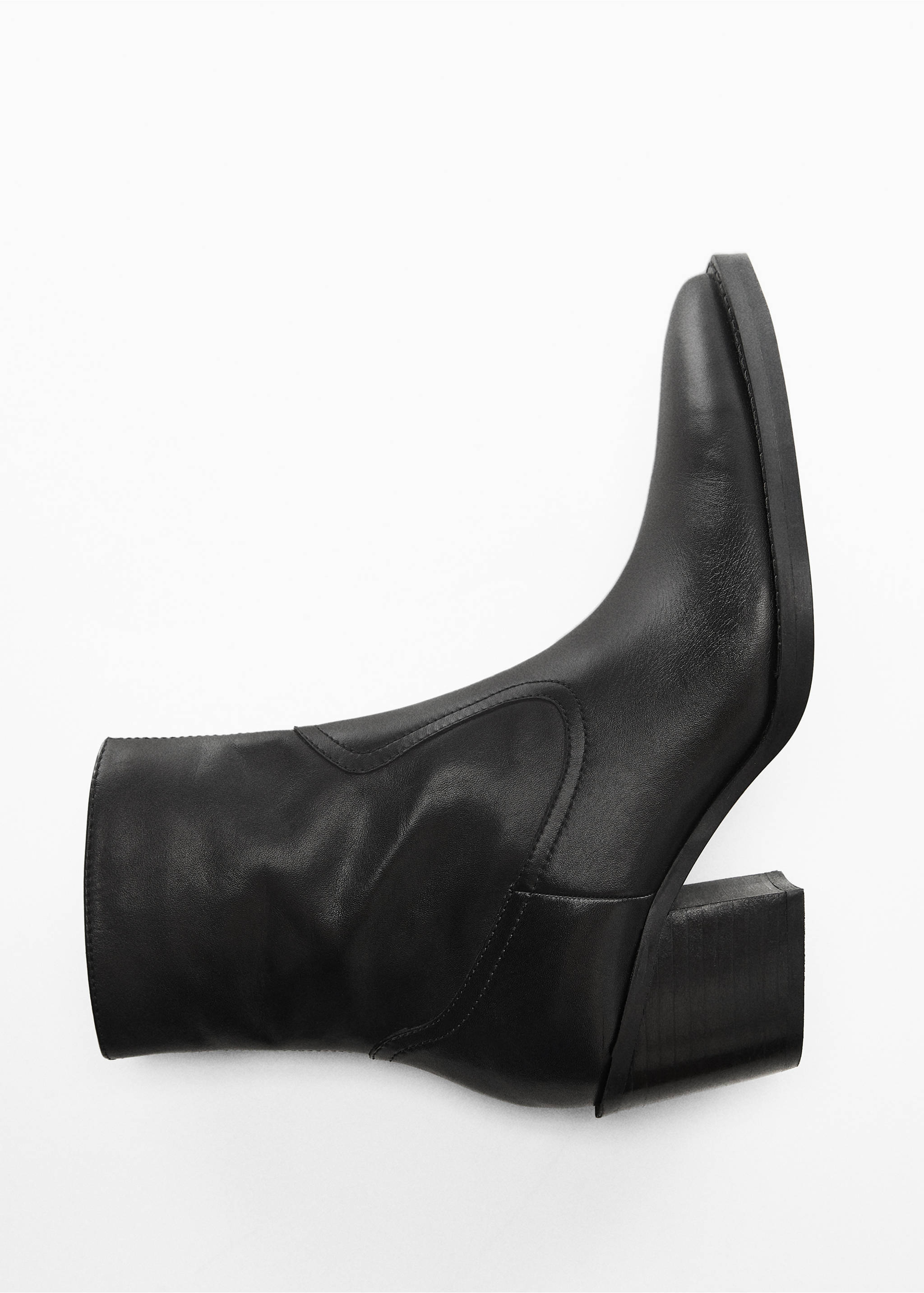 Leather pointed ankle boots - Details of the article 5, Black. Ref: 67070444-00.