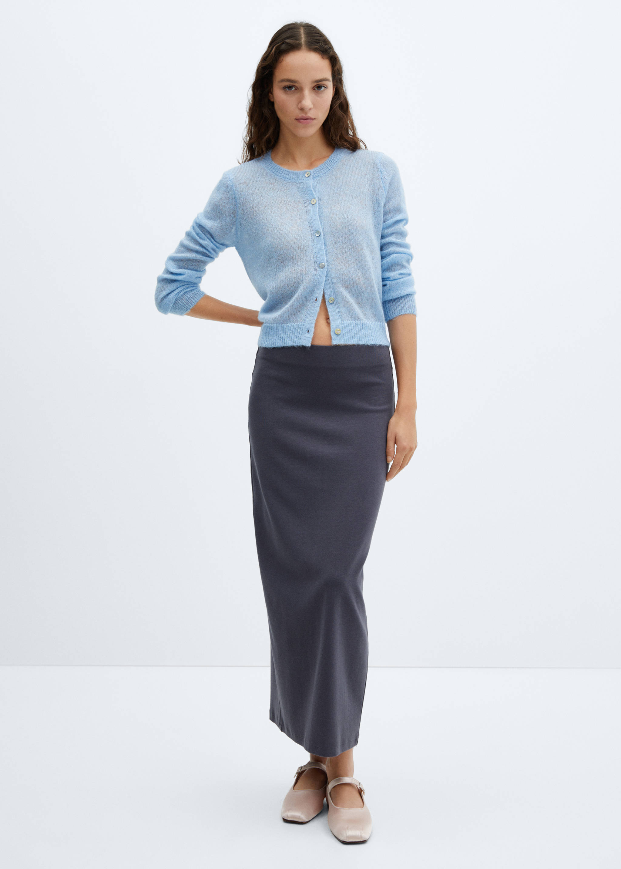 Cardigan with lurex buttons - General plane