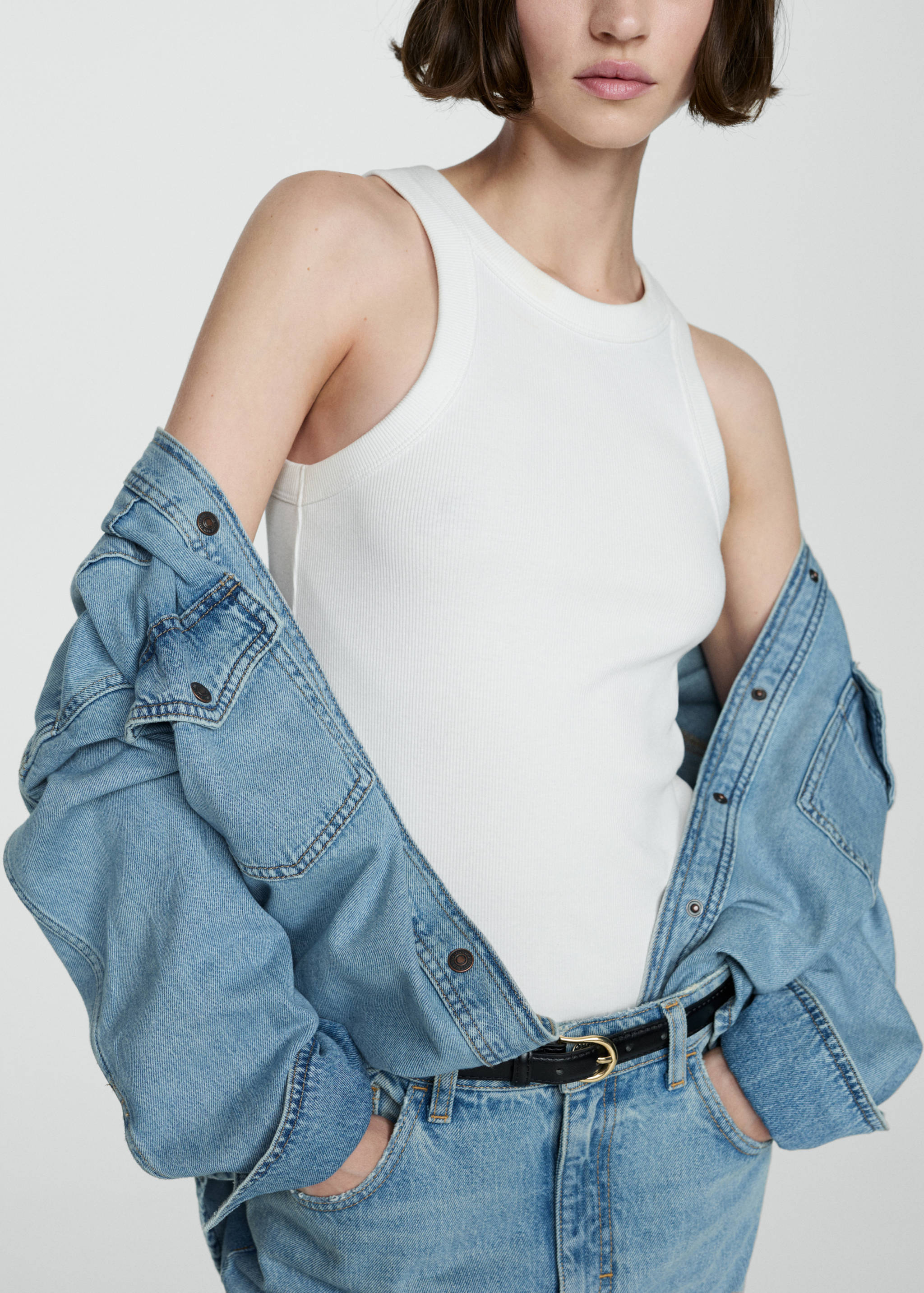 Ribbed cotton-blend top - Details of the article 6