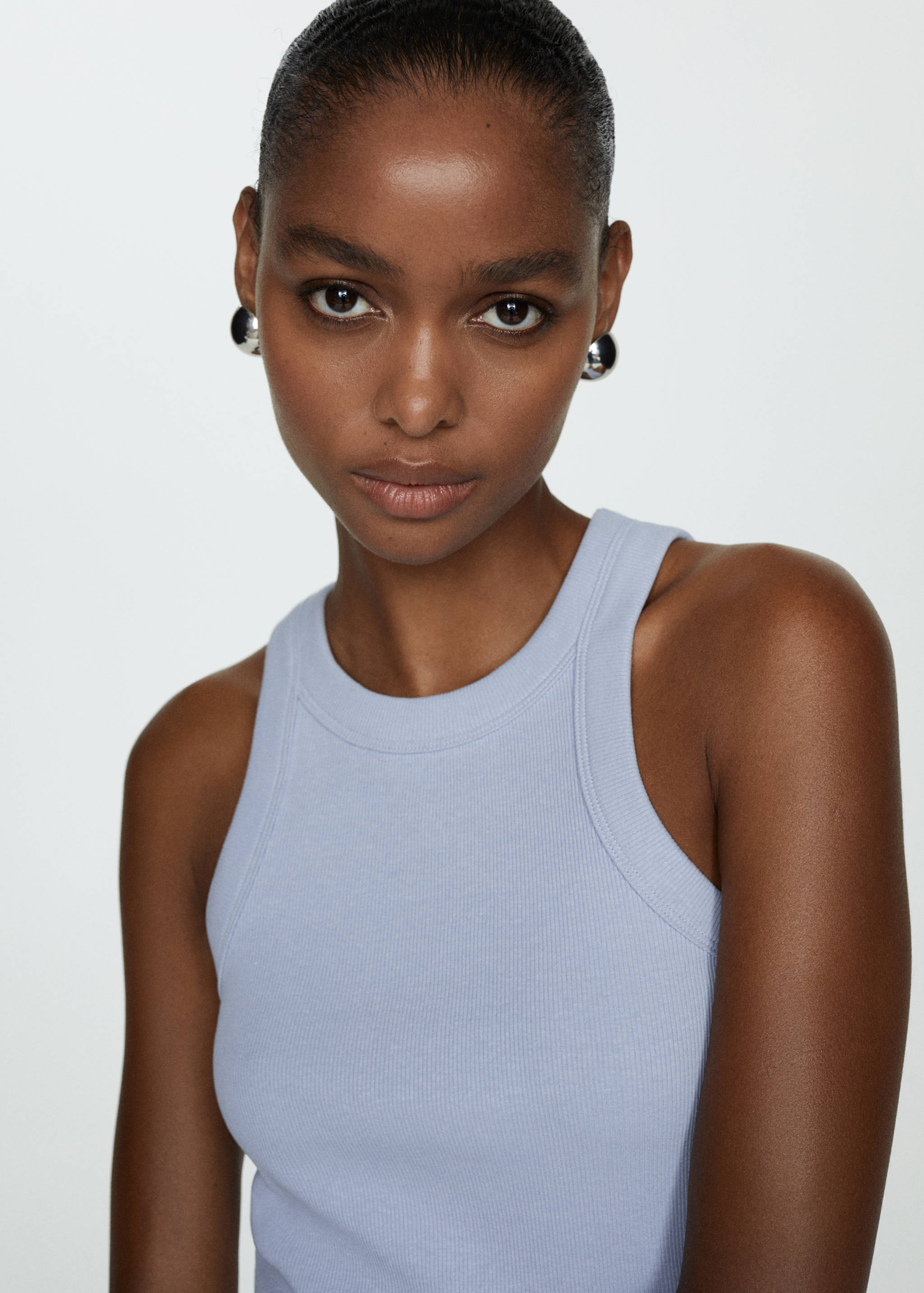 Ribbed cotton-blend top - Details of the article 1