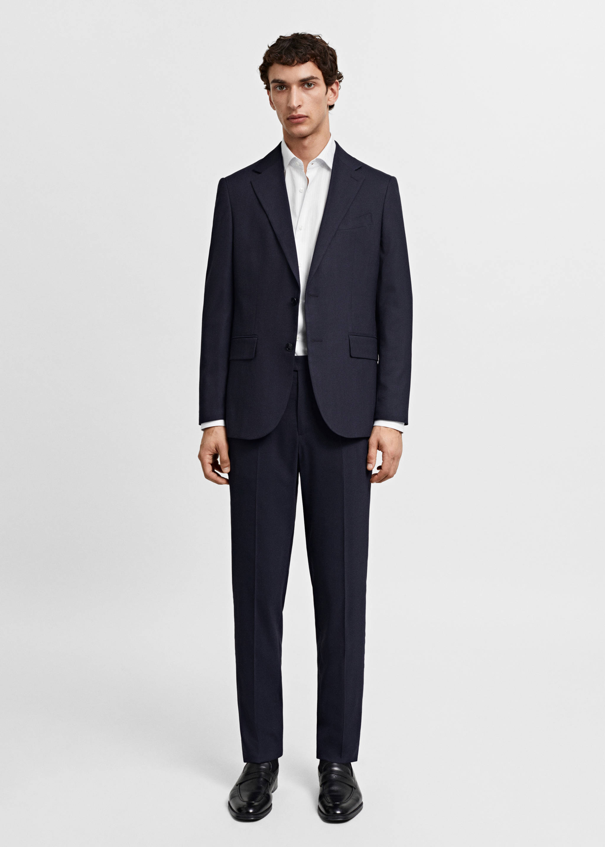 Slim-fit micro-print twill suit shirt - General plane