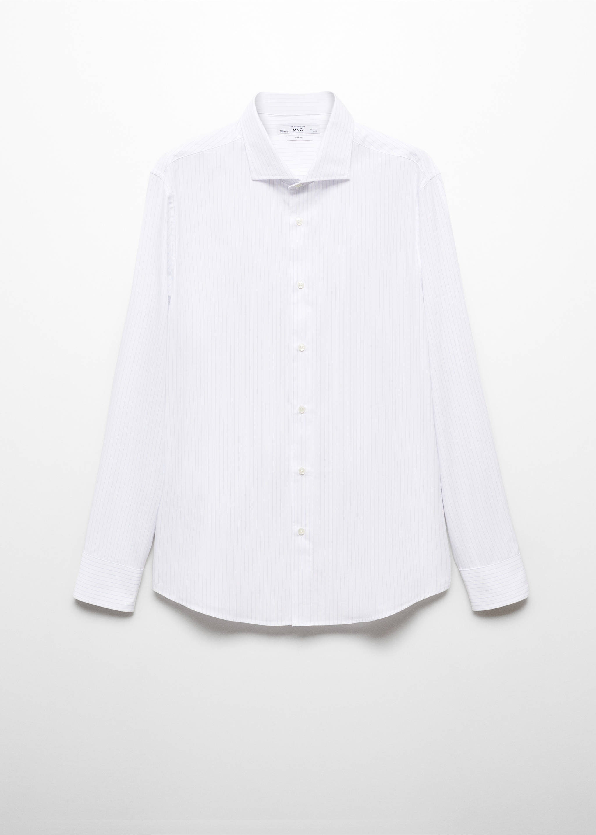 Slim-fit micro-print twill suit shirt - Article without model, White. Ref: 67070622-00.