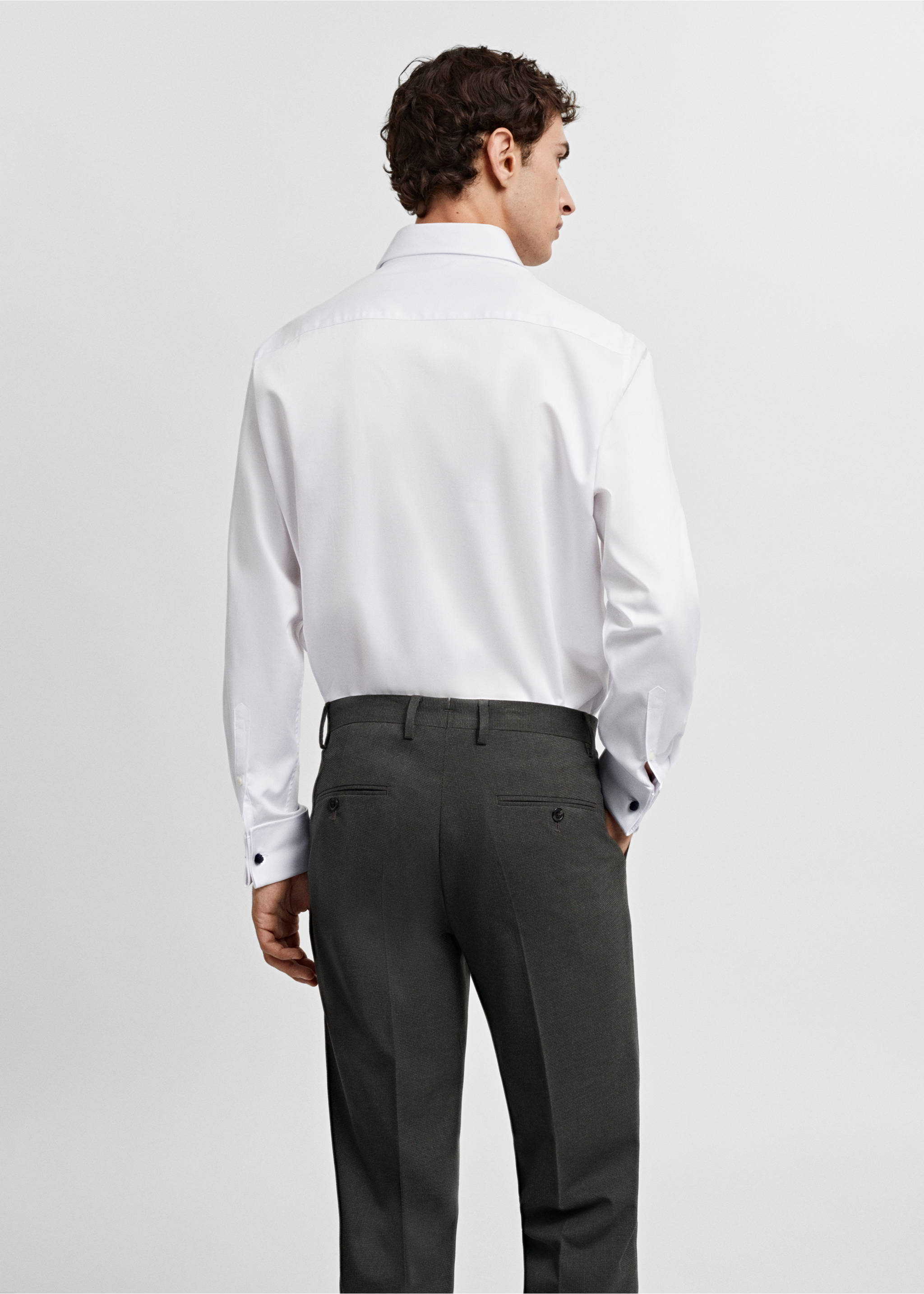 Regular-fit suit shirt with cufflinks - Reverse of the article, White. Ref: 67070623-00.