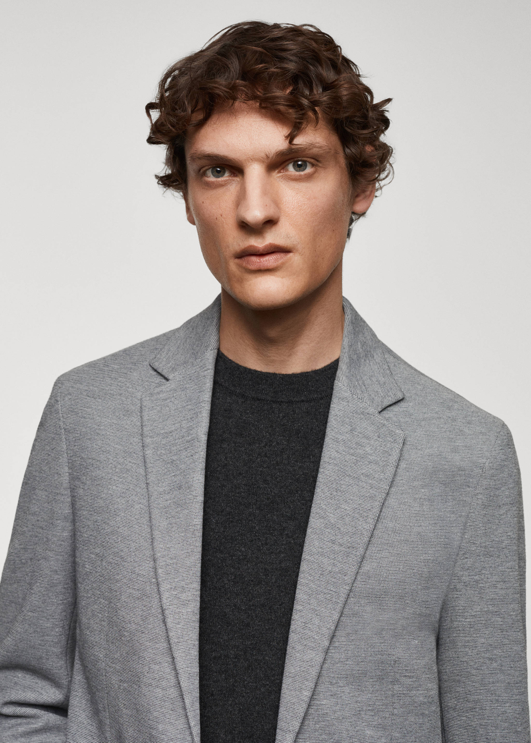 Structured slim fit cotton blazer - Details of the article 1