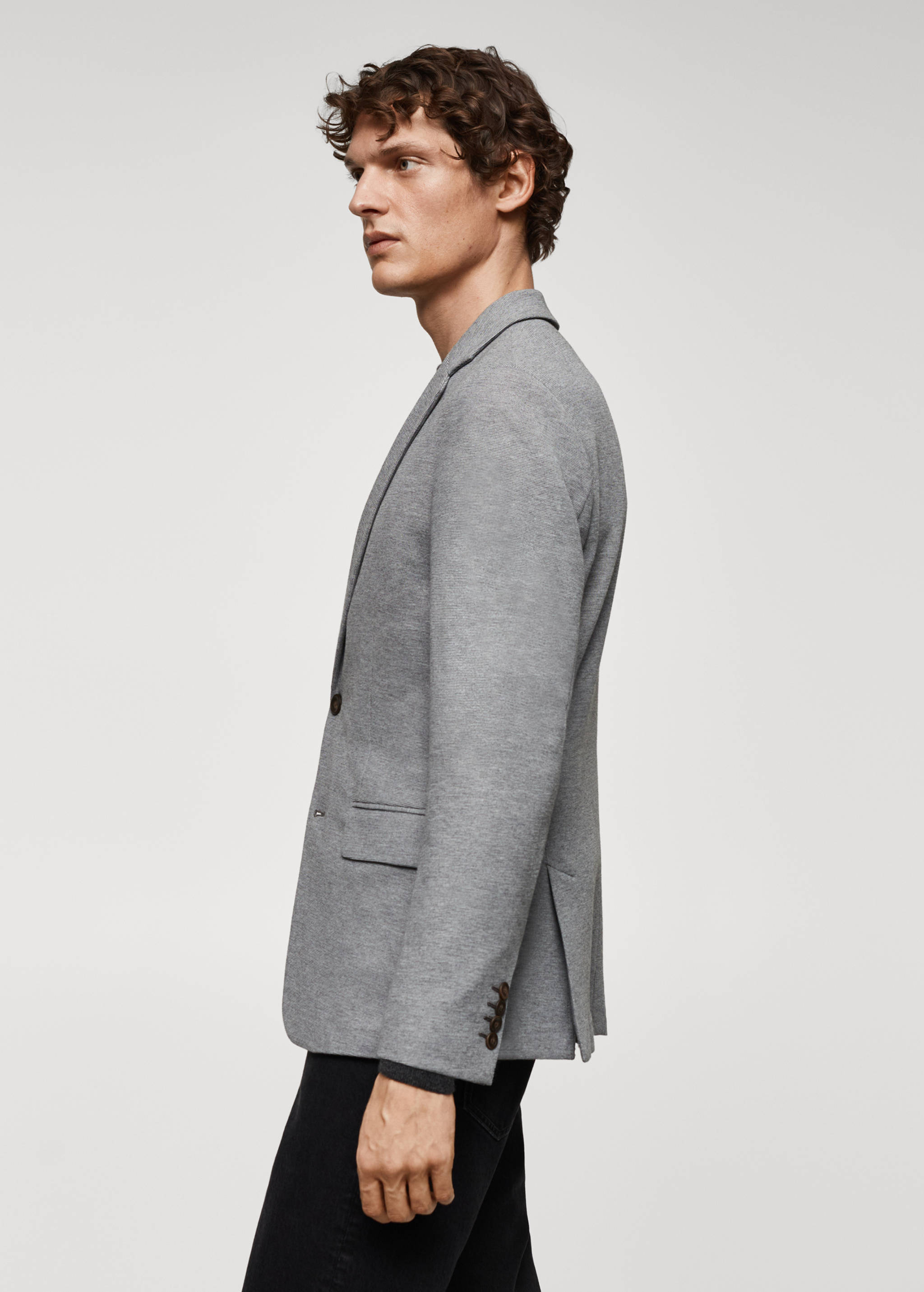 Structured slim fit cotton blazer - Details of the article 2