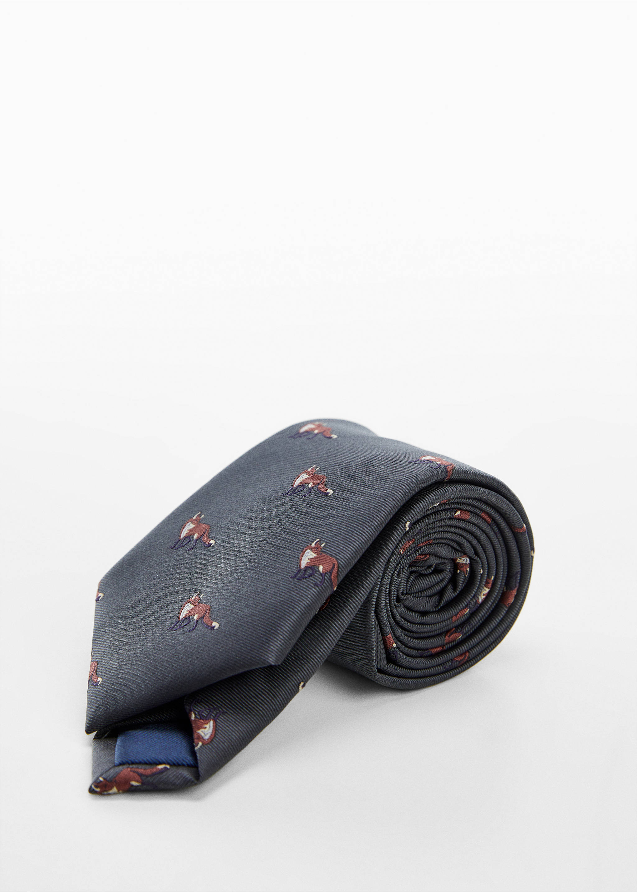 Tie with animals print - Medium plane, Khaki. Ref: 67070629-00.