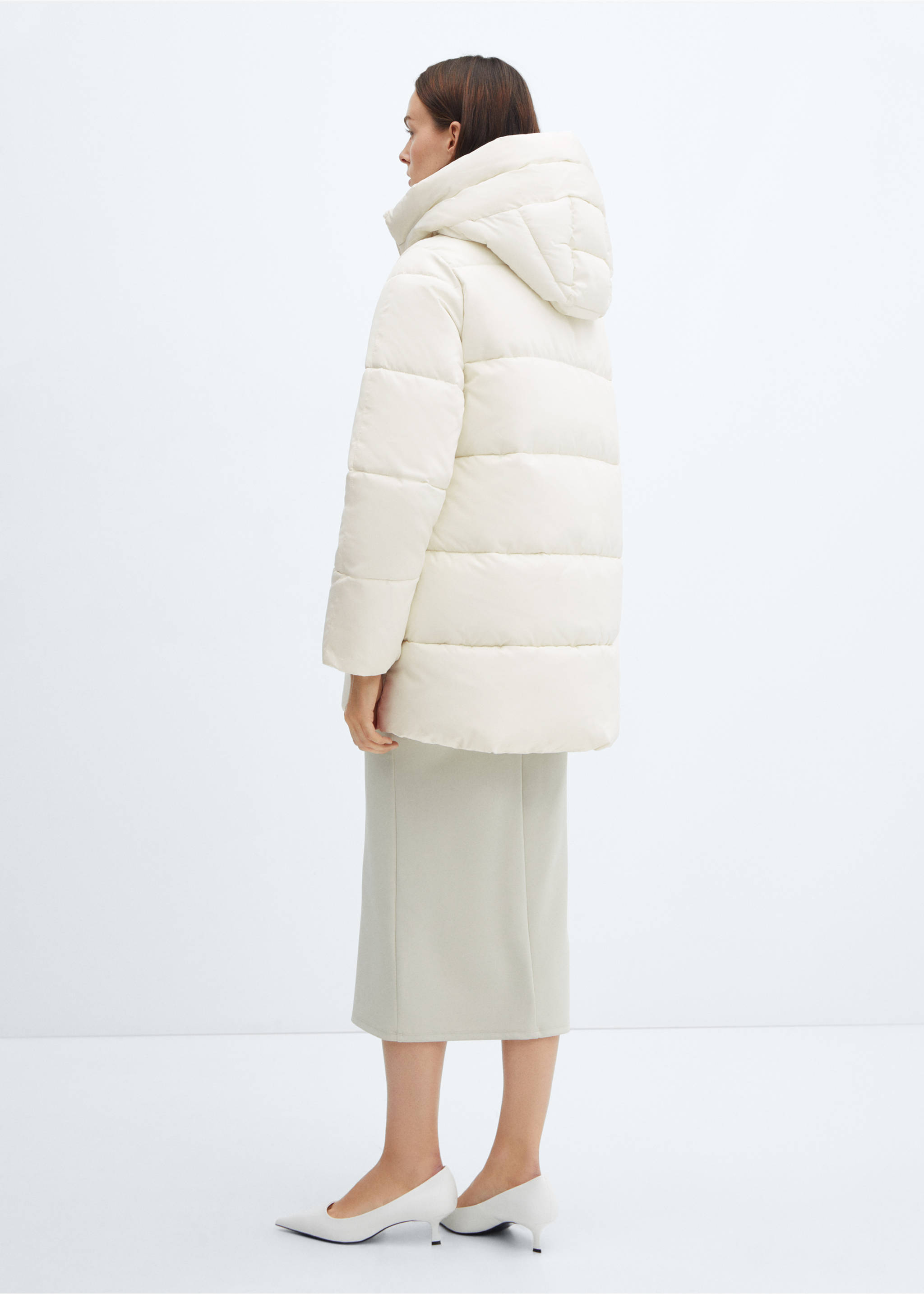 Hood puffer coat - Reverse of the article, Off White. Ref: 67070640-00.
