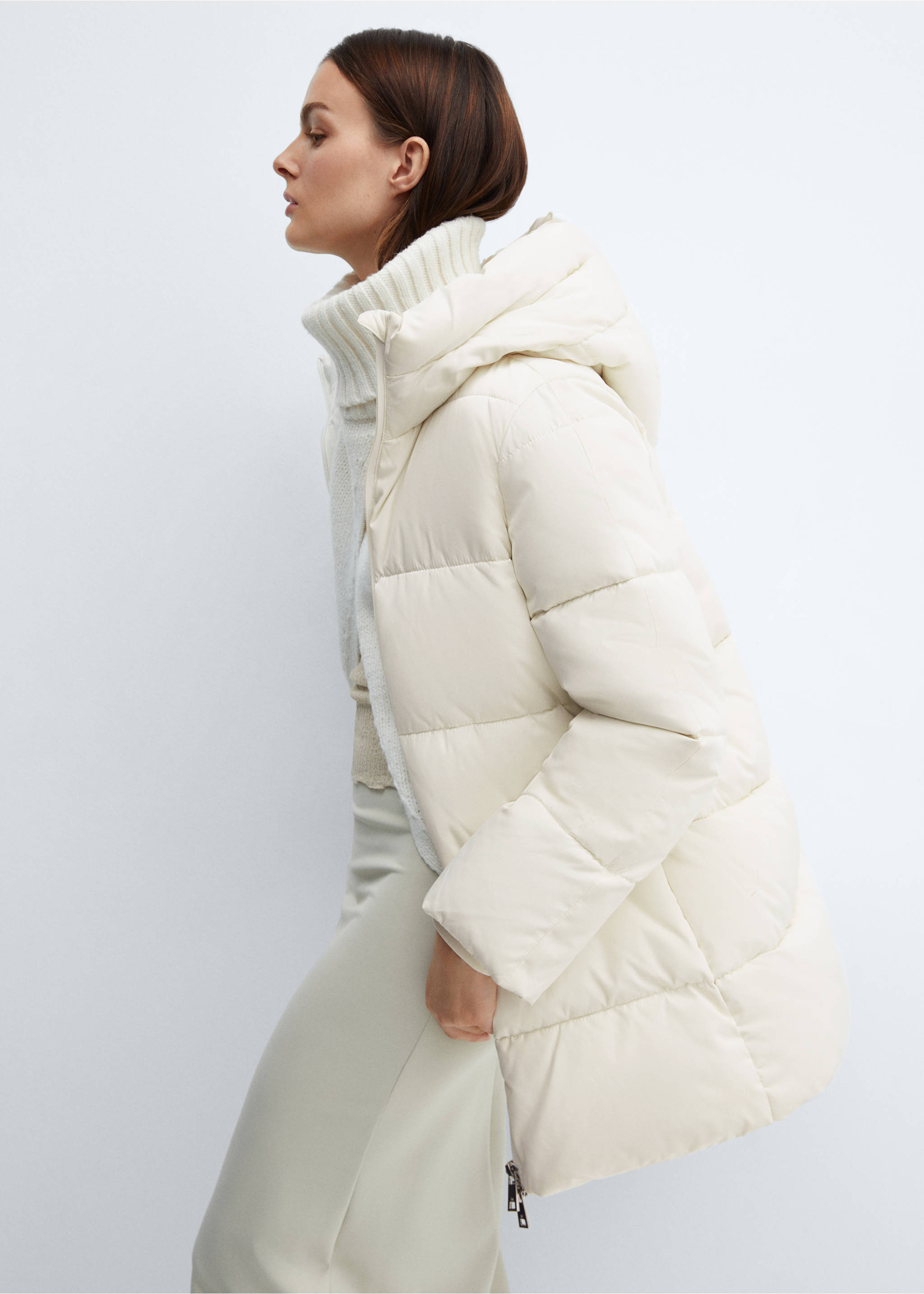 Hood puffer coat - Details of the article 2, Off White. Ref: 67070640-00.