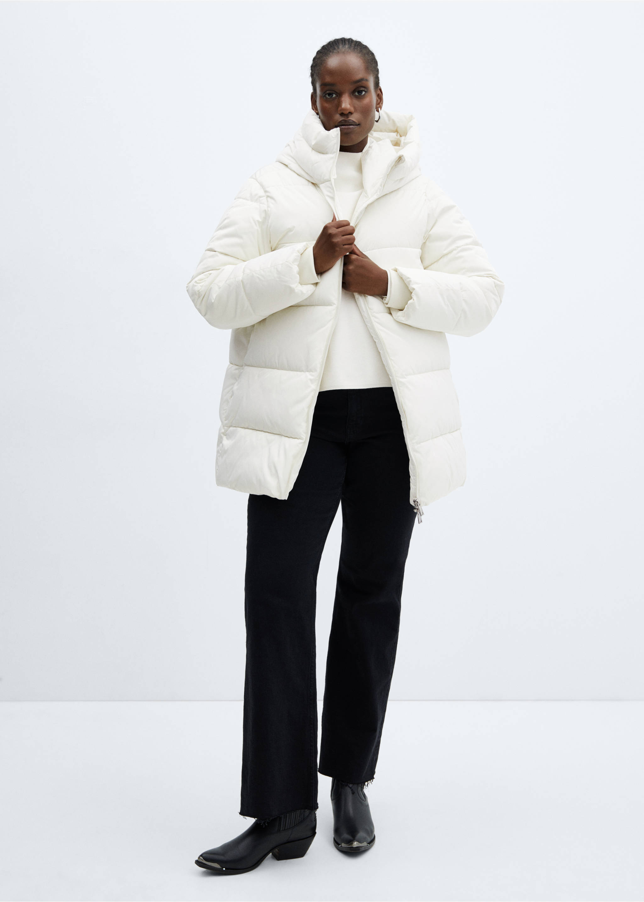 Hood puffer coat - Details of the article 3, Off White. Ref: 67070640-00.