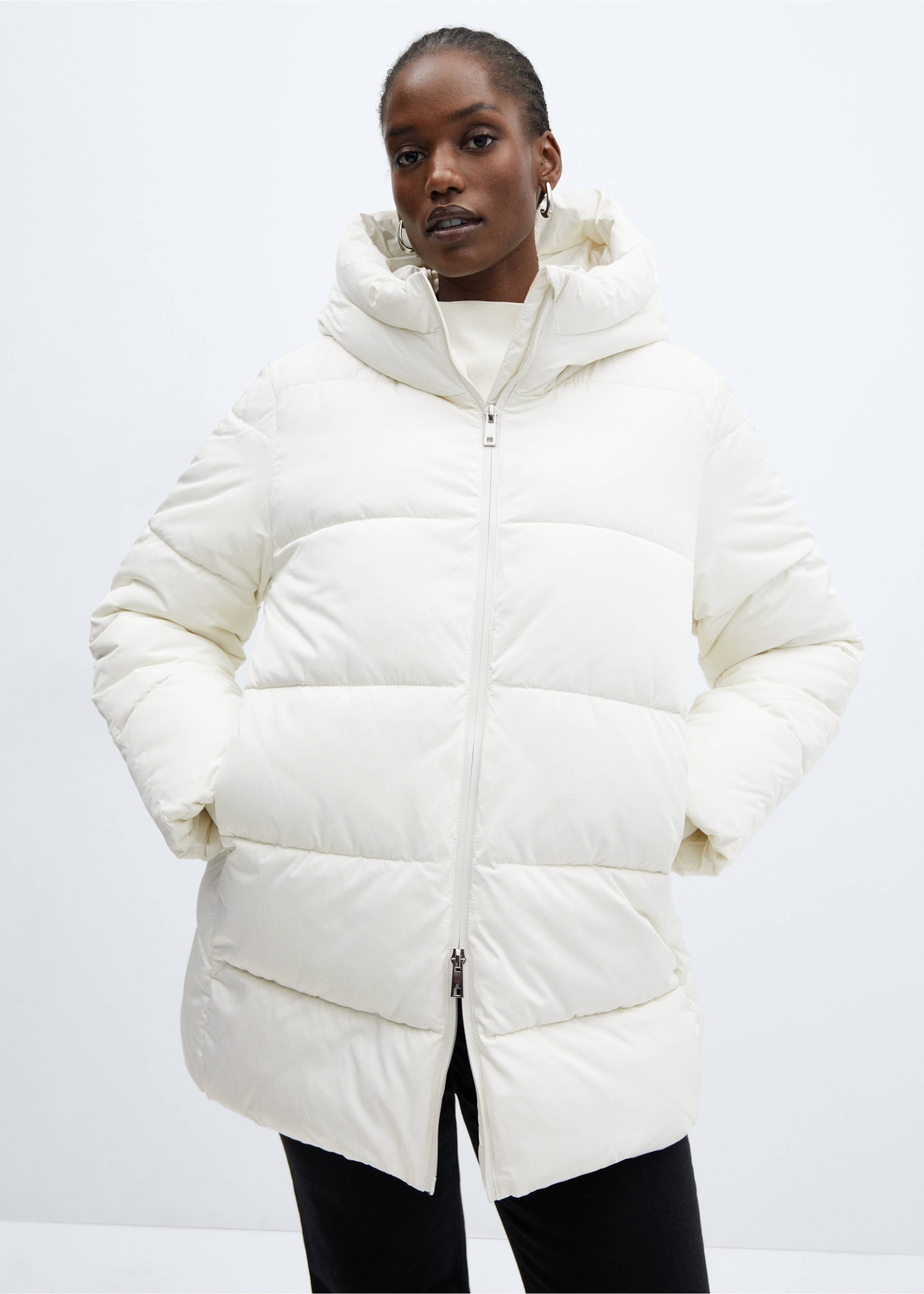 Hood puffer coat - Details of the article 5, Off White. Ref: 67070640-00.