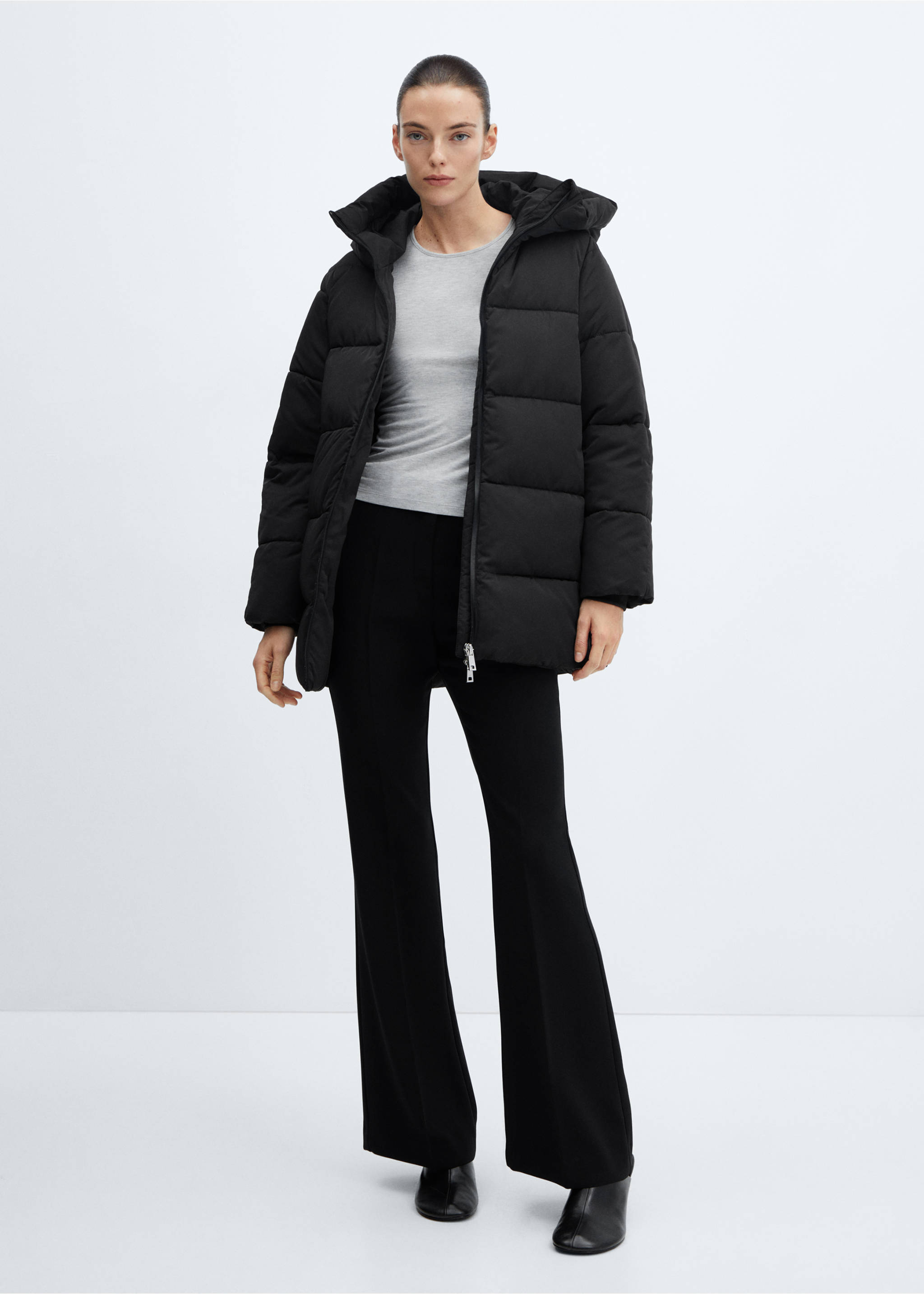 Hood puffer coat - General plane, Black. Ref: 67070640-00.
