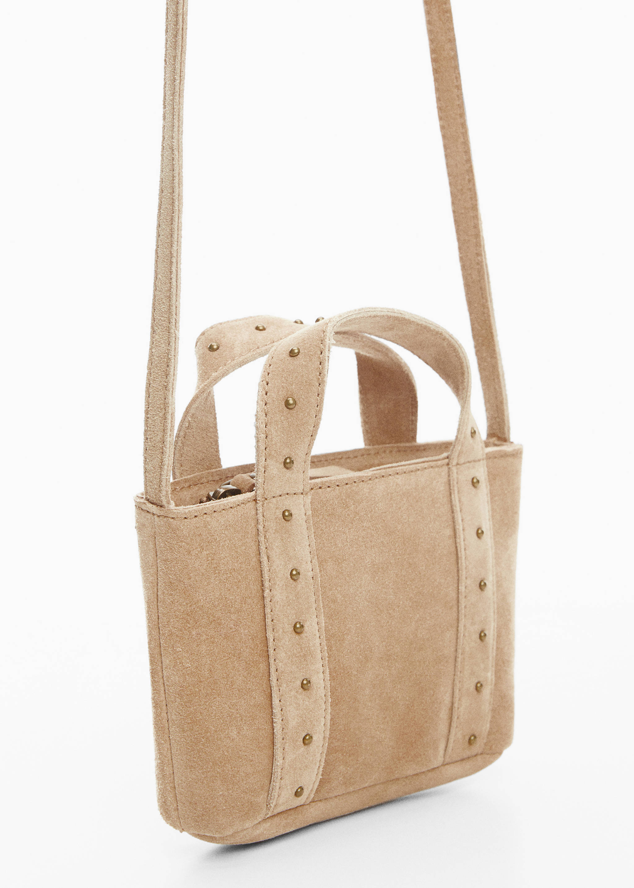 Leather mini shopper bag - Medium plane