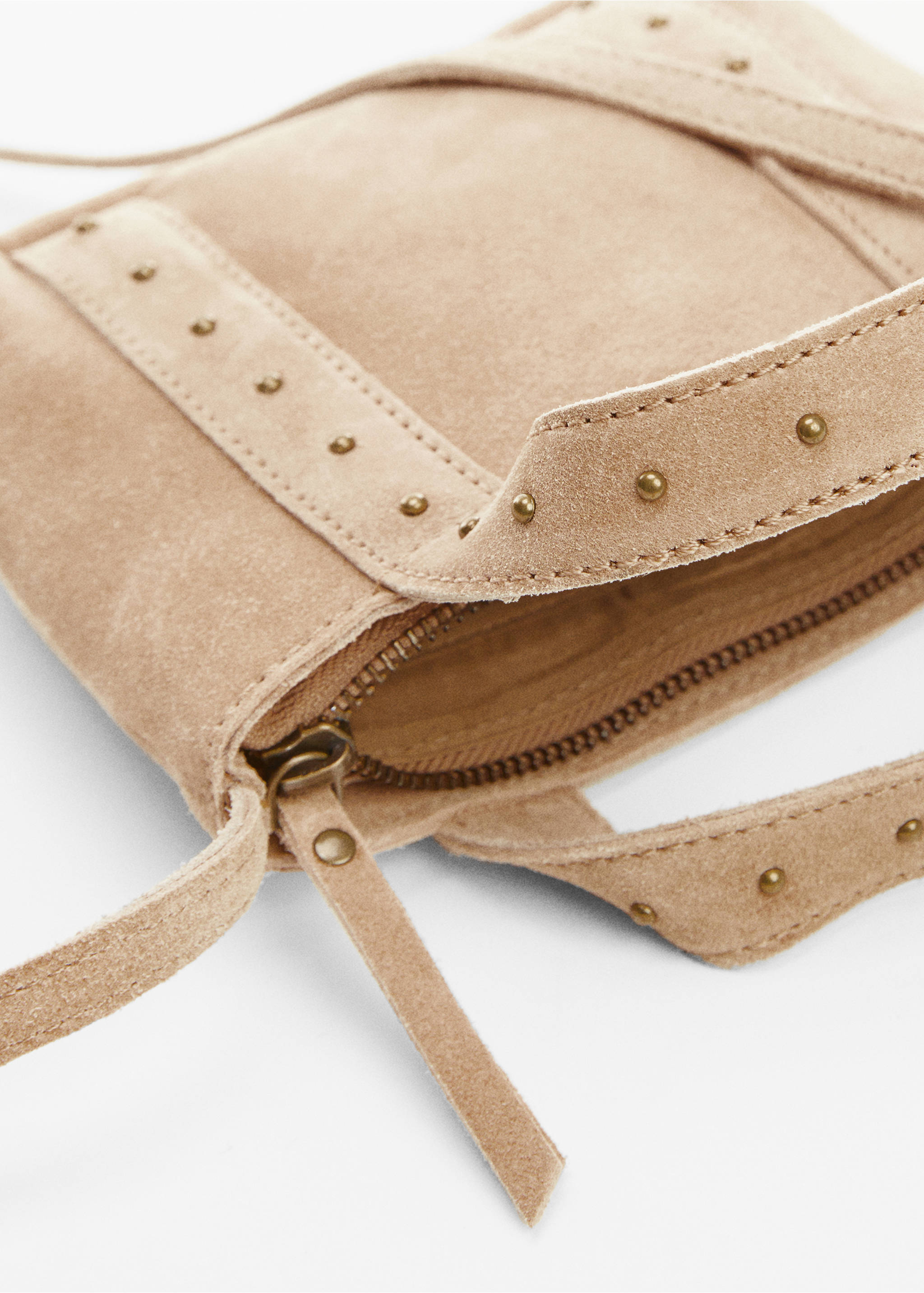 Leather mini shopper bag - Details of the article 2, Sand. Ref: 67070641-00.