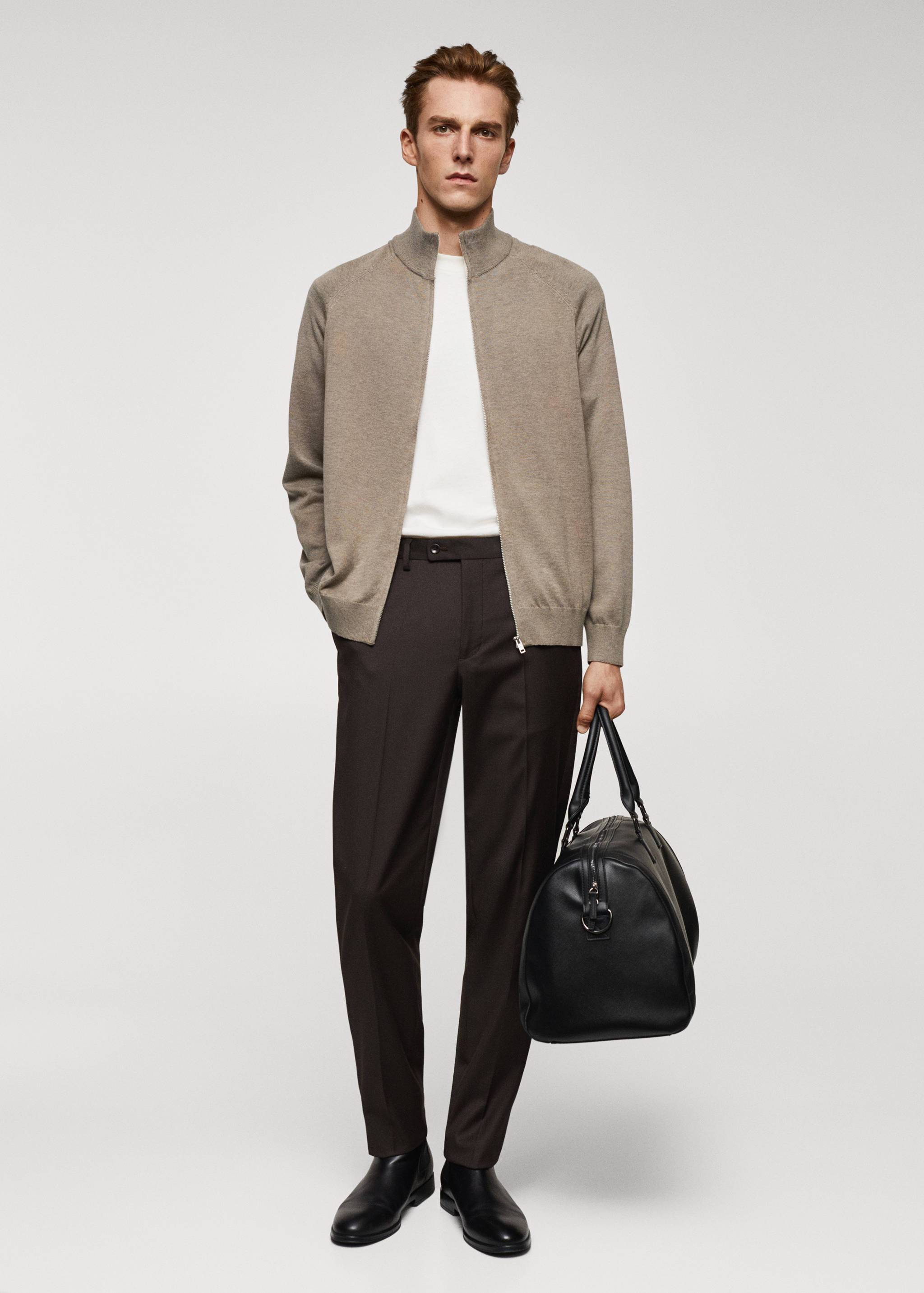 Baumwollstrickjacke mit Zipper - Allgemeine Ansicht