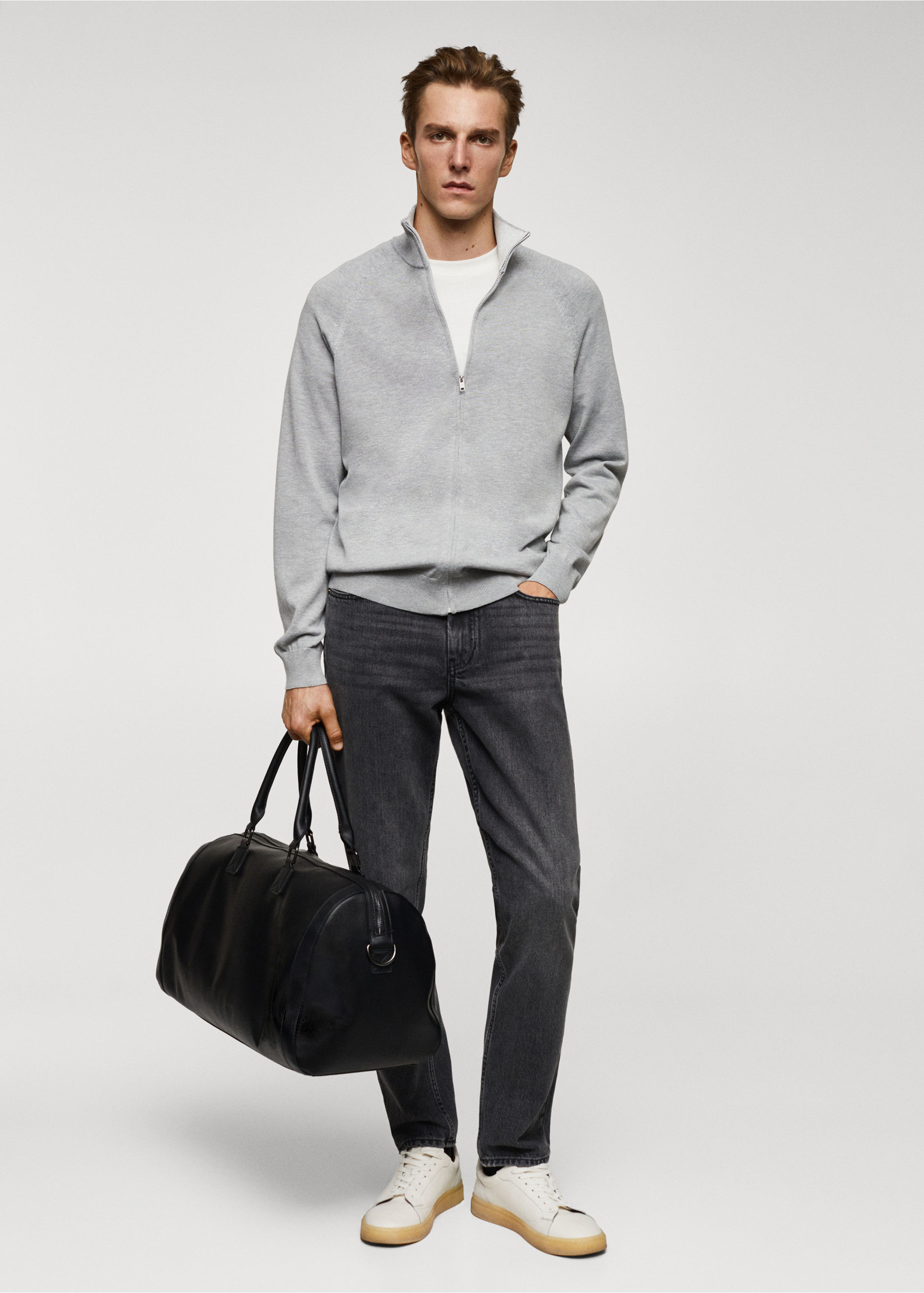 Zipped cotton cardigan - General plane