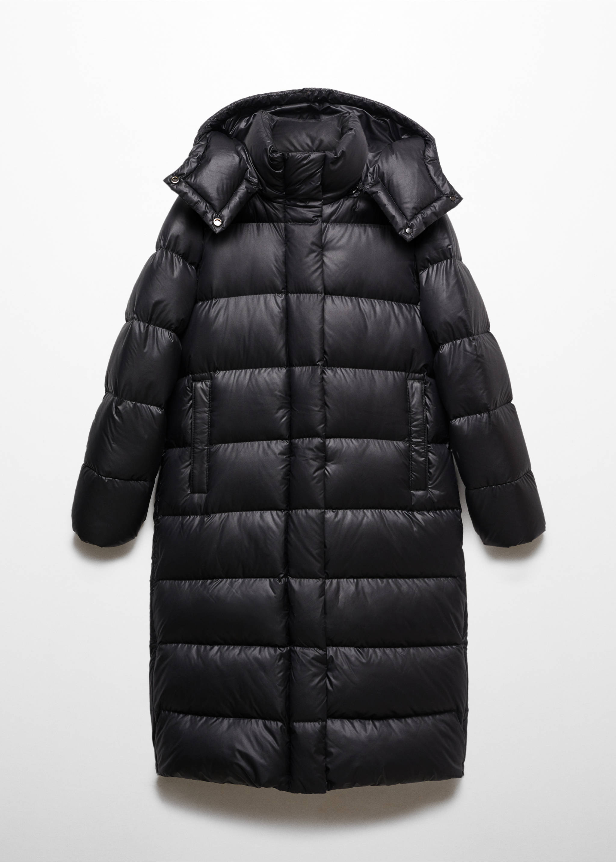 Long puffer down anorak - Article without model, Black. Ref: 67070647-00.