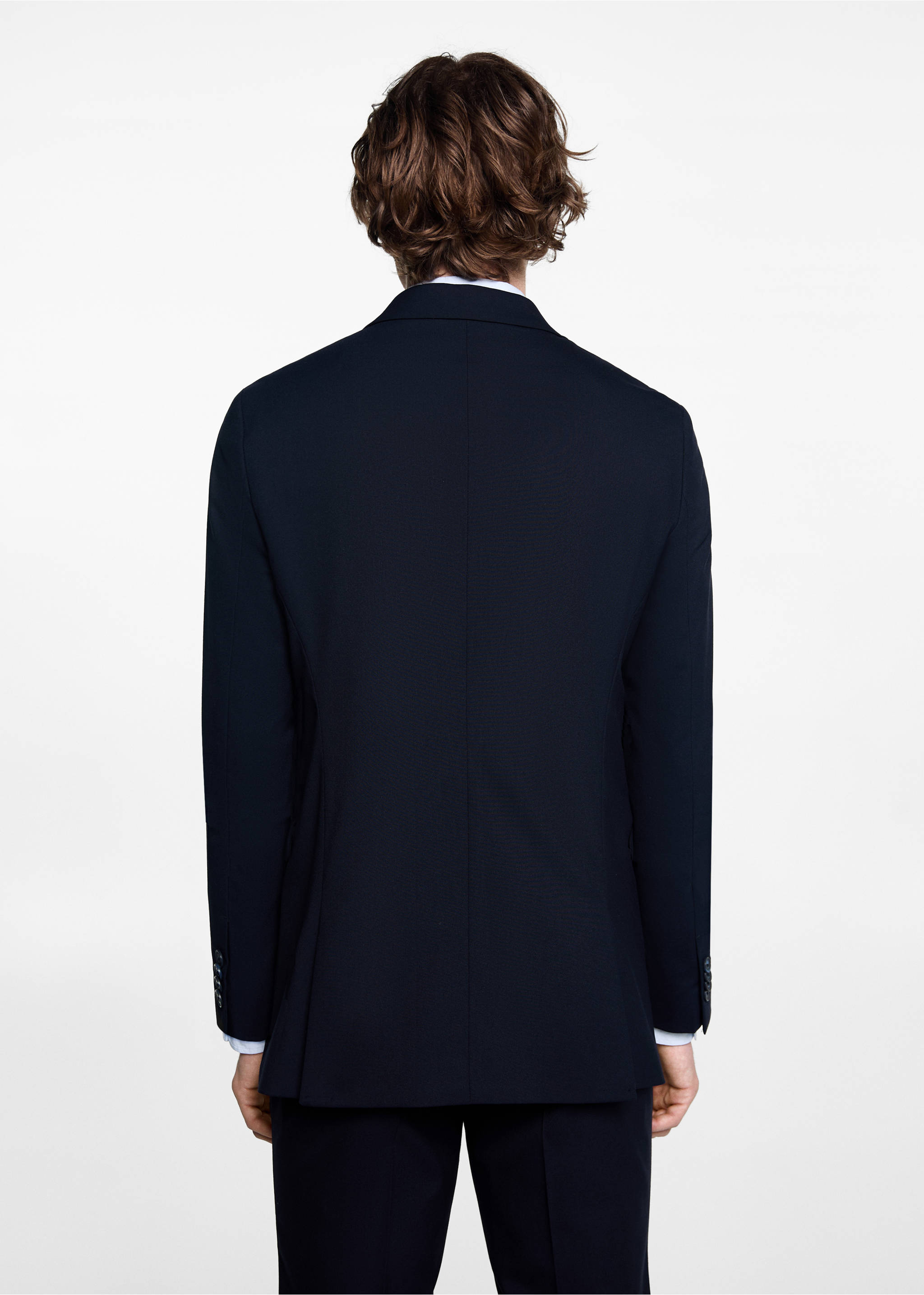 Slim-fit suit jacket - Reverse of the article, Dark Navy. Ref: 67070648-00.