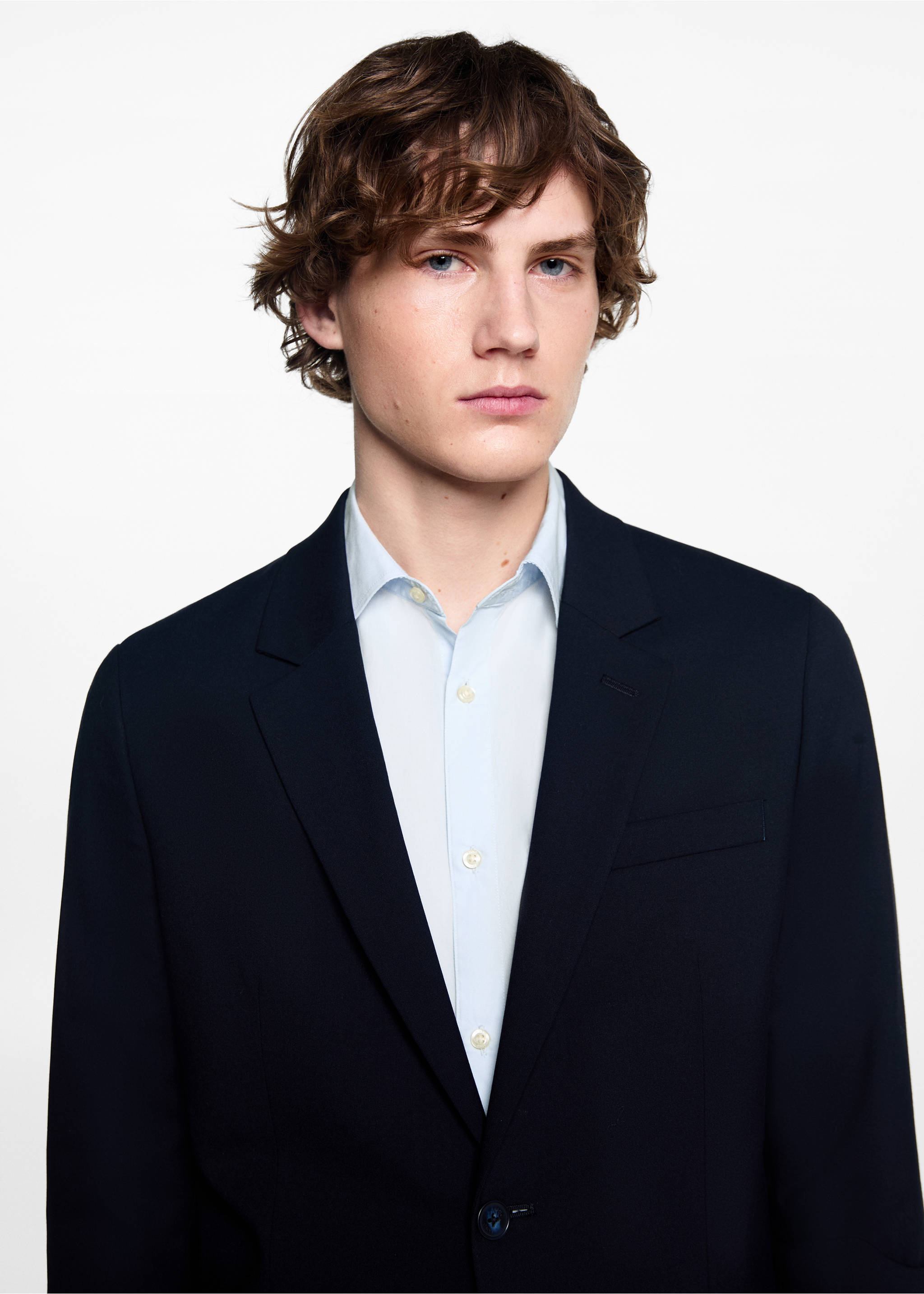 Slim-fit suit jacket - Details of the article 1, Dark Navy. Ref: 67070648-00.