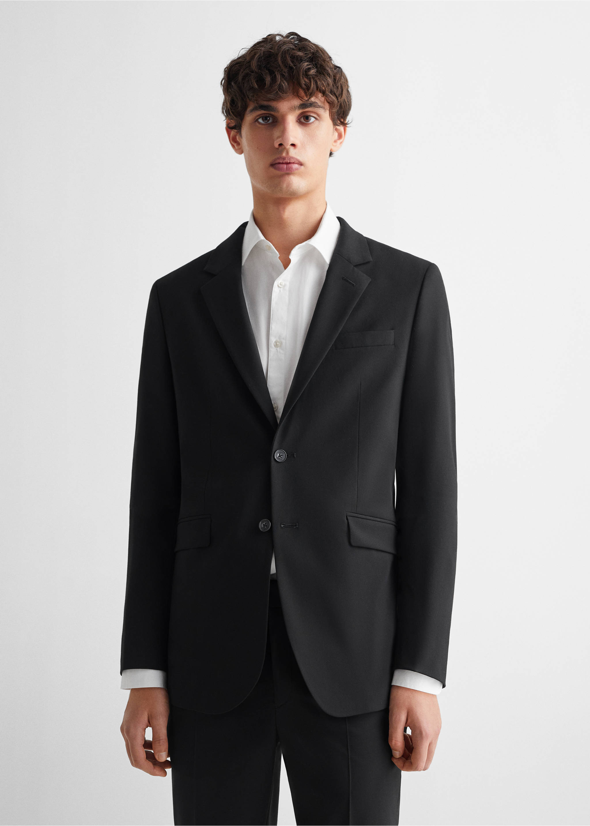 Slim Fit-Anzugjacke - Mittlere Ansicht, Schwarz. Ref: 67070648-00.