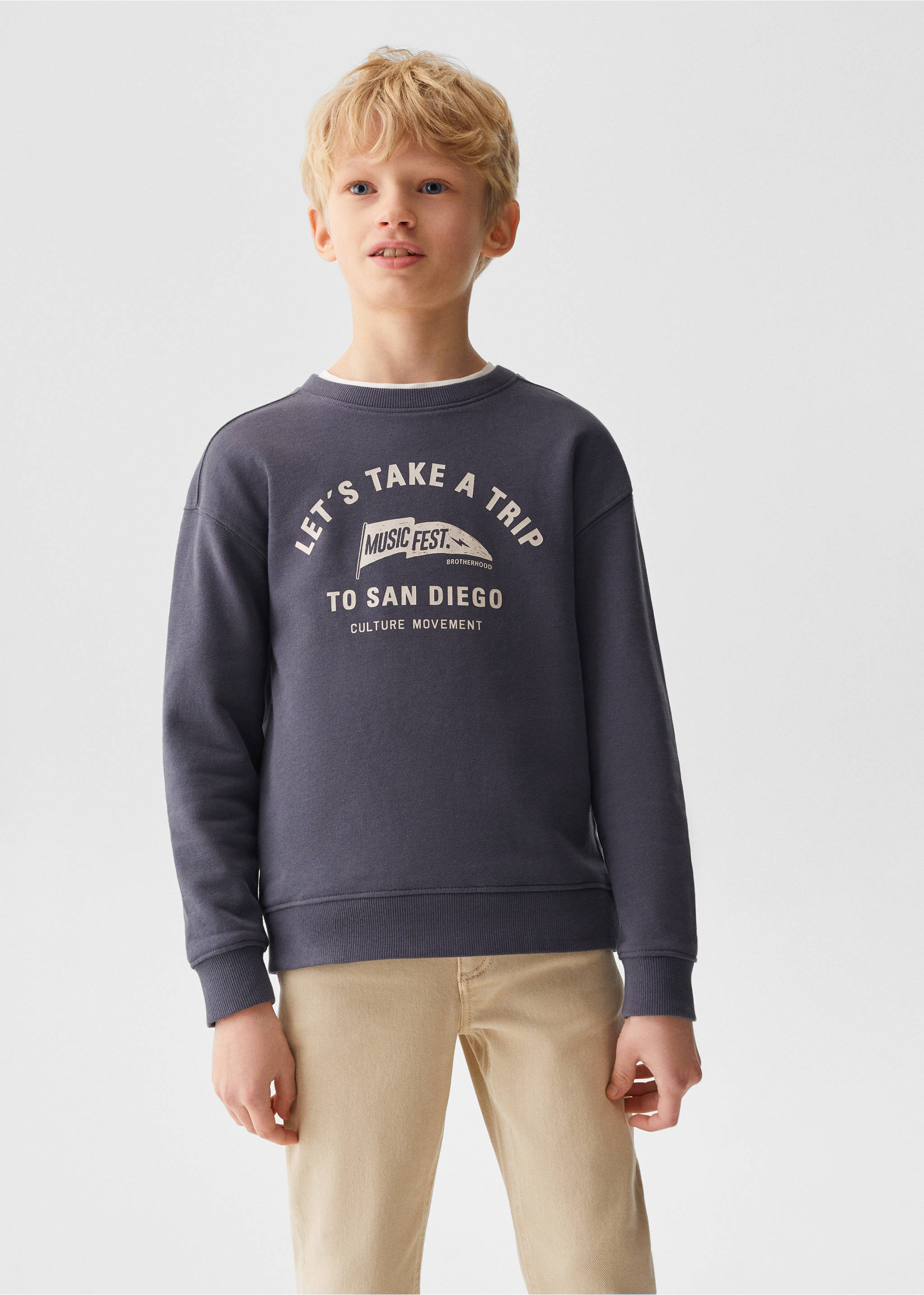 Message cotton sweatshirt - Medium plane, Charcoal. Ref: 67070655-00.